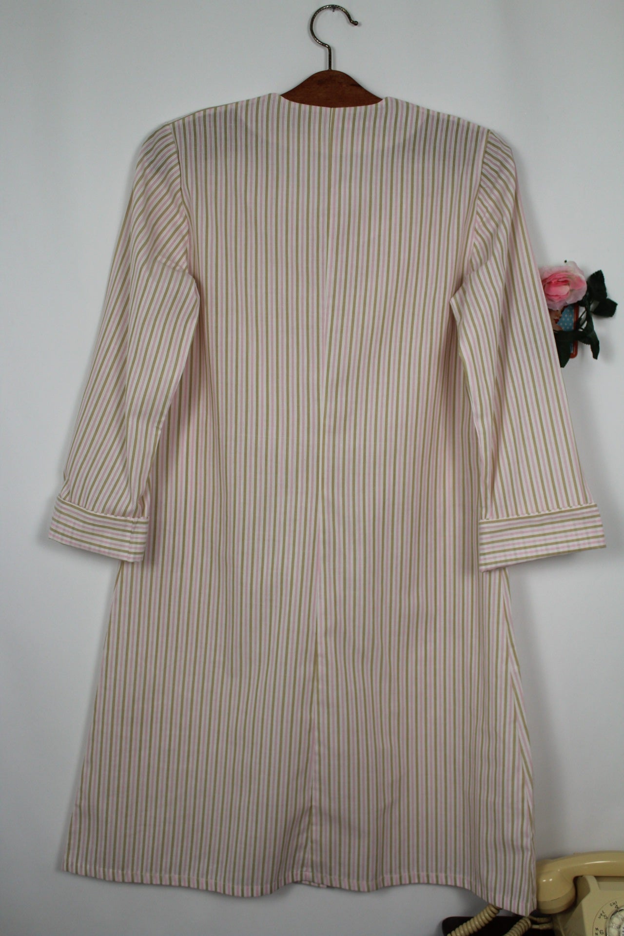 🌸🍒Robe d'intérieur vintage 70's cocooning rayée Magaline - Taille 38 🍒🌸