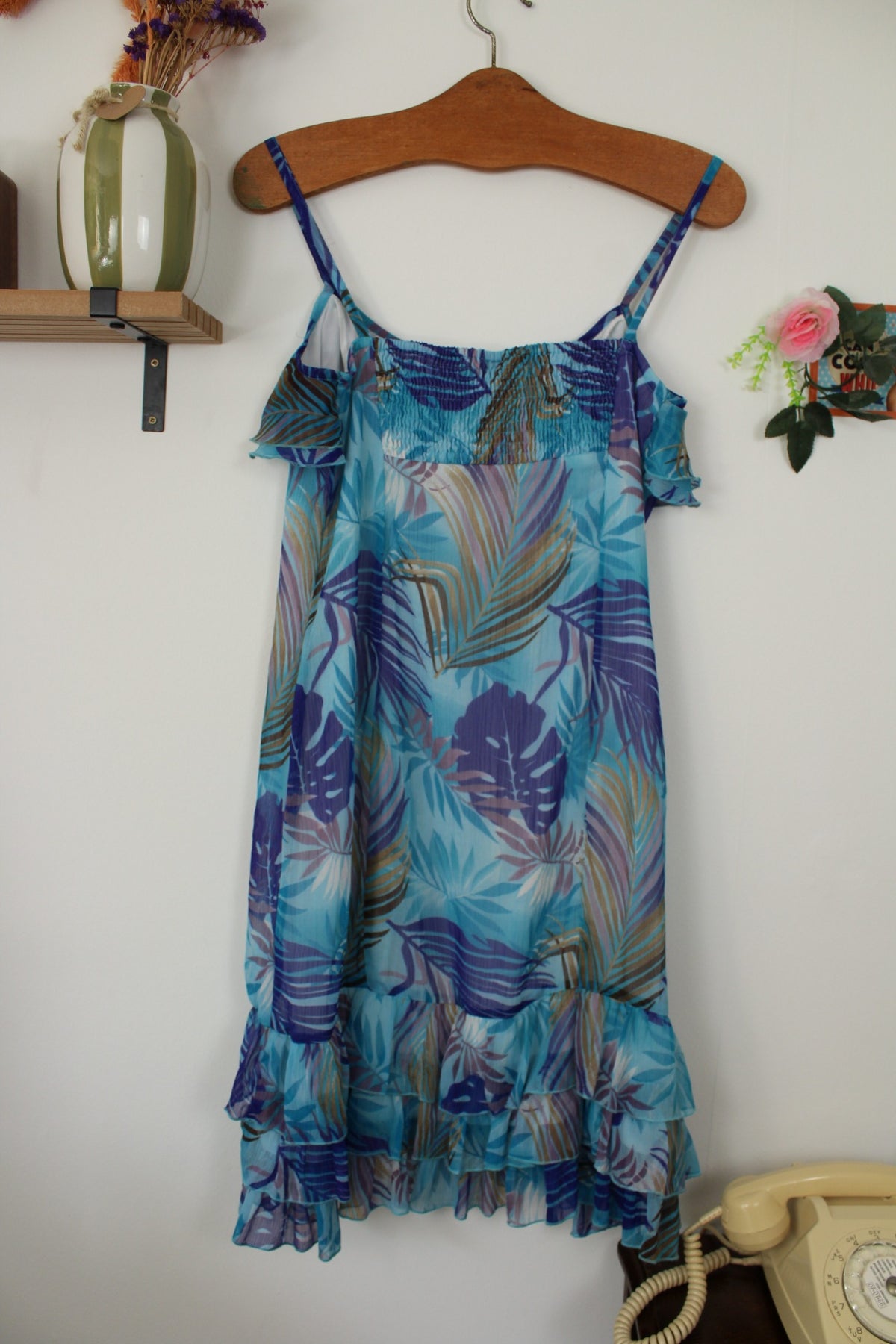 🌸🍒Robe vintage années 90 esprit tropicale & volants - Taille 38🍒🌸