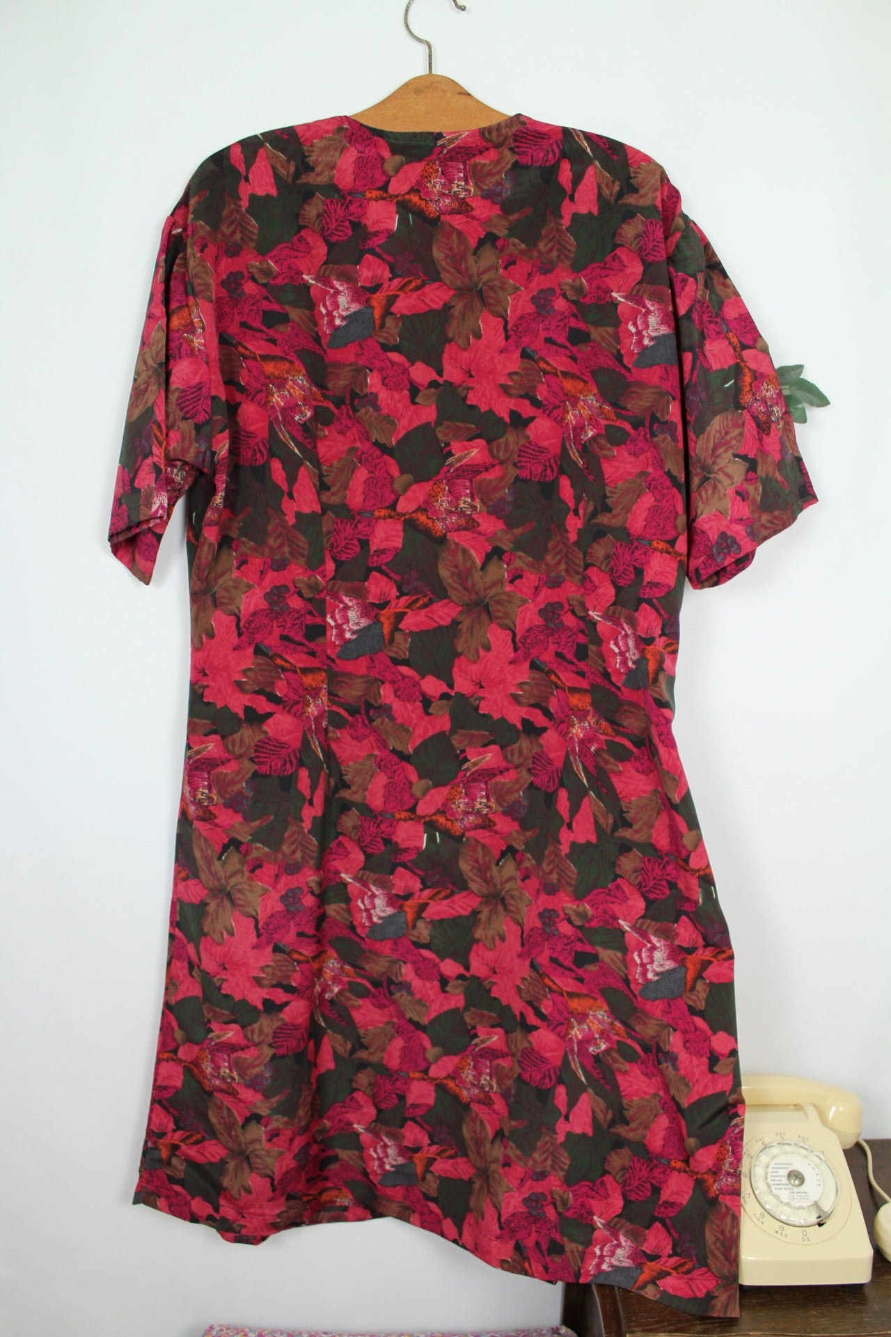 🌸🍒Robe vintage 80/90's fleurie abstraite coupe chemise - Taille 42/44🍒🌸