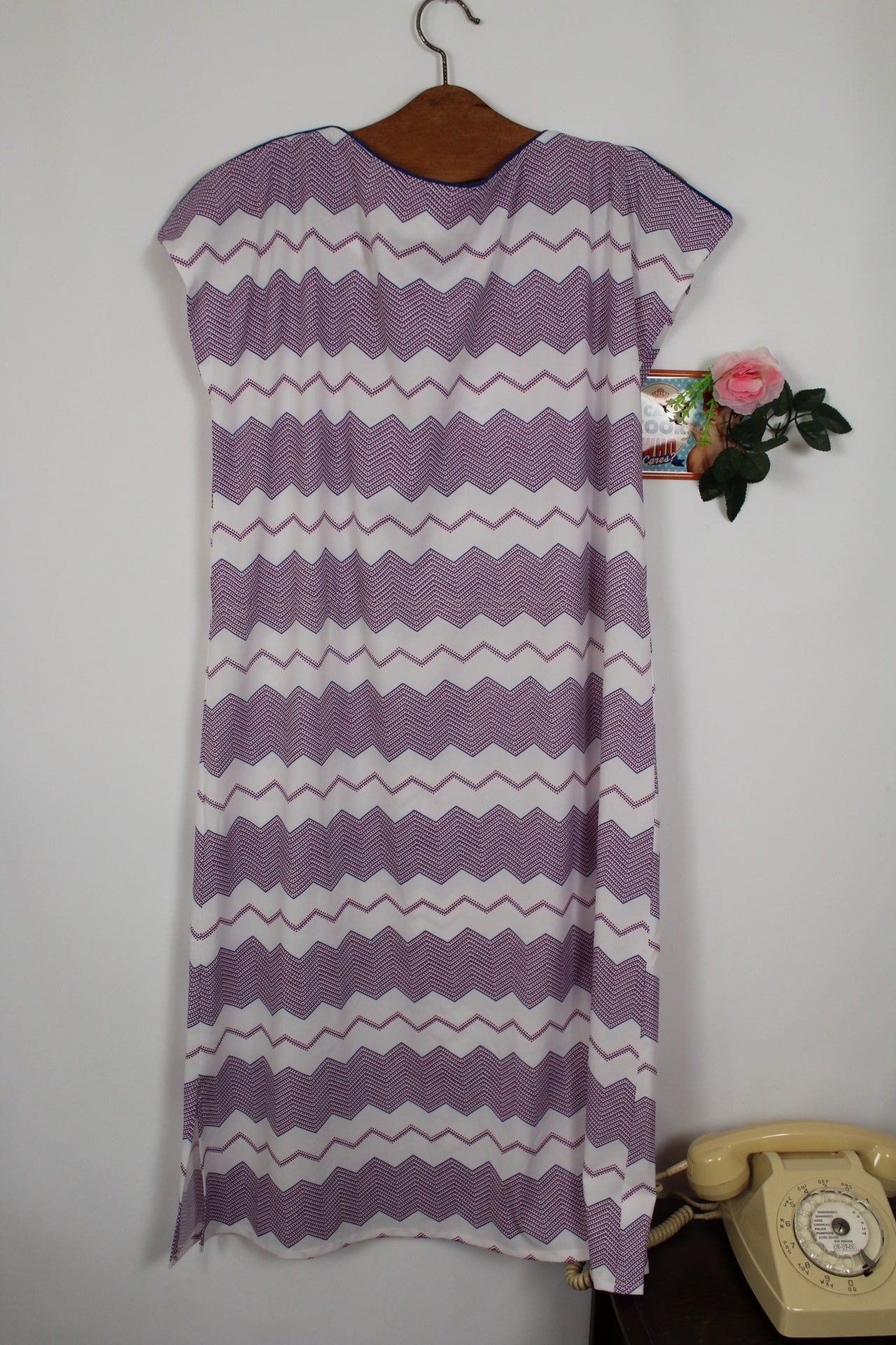 🌸🍒Robe vintage 60/70's manches papillons - zig zag psyché chic à la française - Taille 42/44🍒🌸