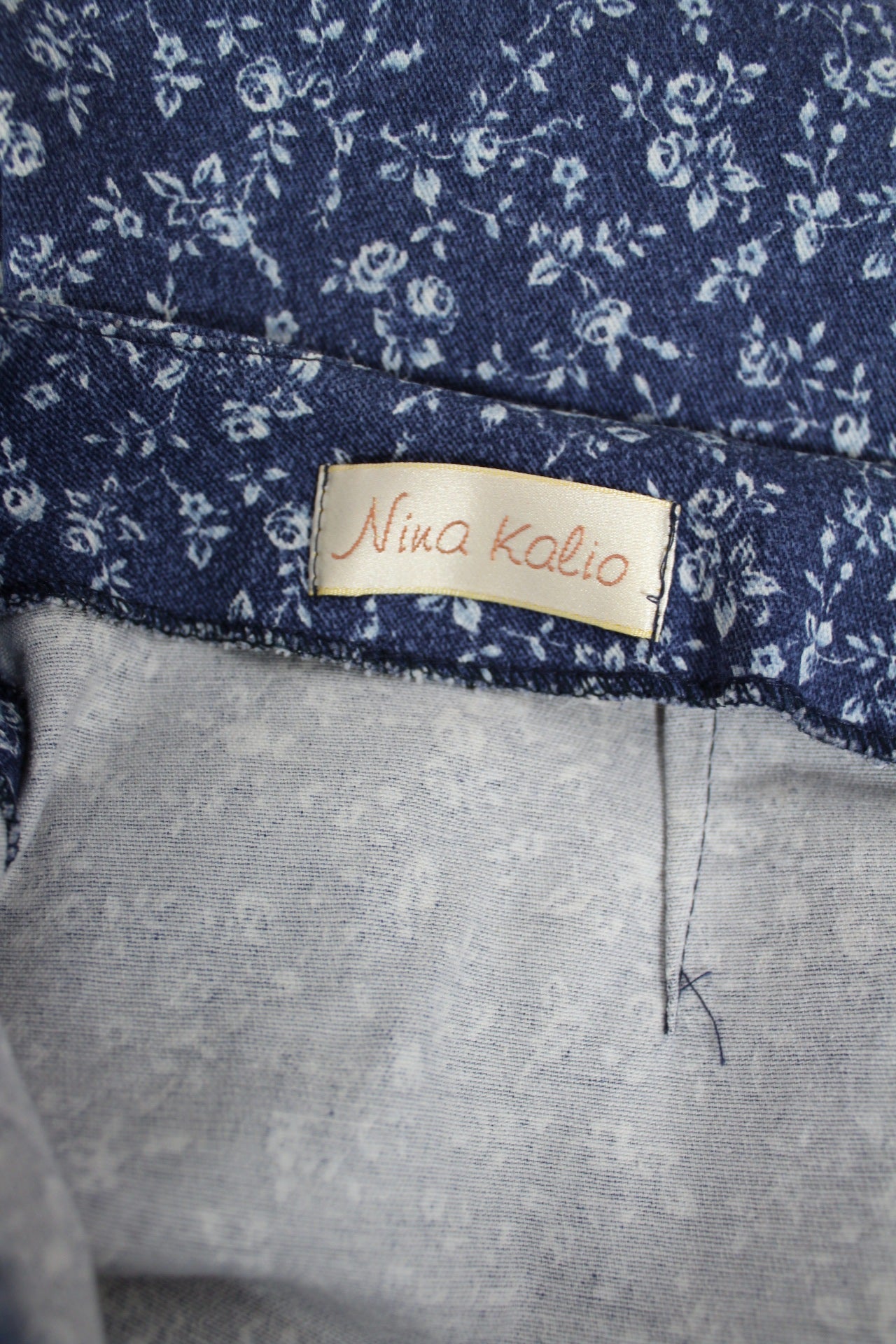 🌸🍒Jupe vintage 90's Nina Kalio en denim effet fleuri liberty - Taille 40🍒🌸