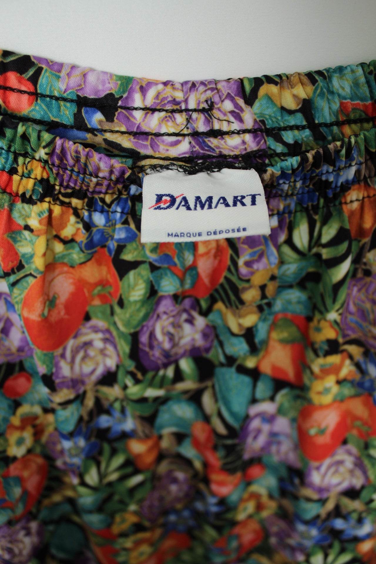 🌸🍒Jupe plissée vintage 80's fleurs & fruits Damart - Taille 44 à 48🍒🌸