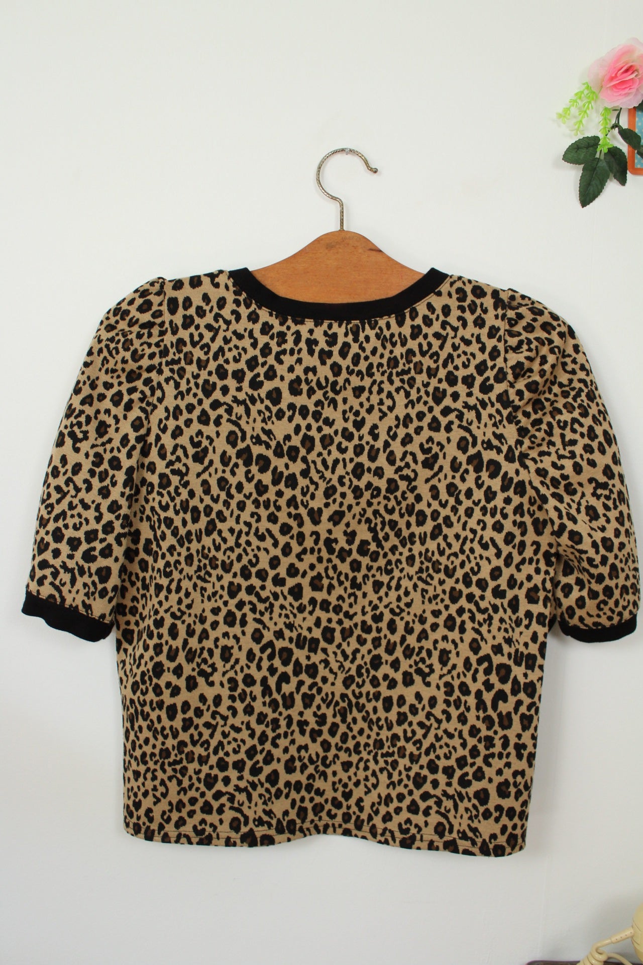 🌸🍒Sweat vintage 90/2000's manches bouffantes imprimé félin style pin-up - Taille 38🍒🌸