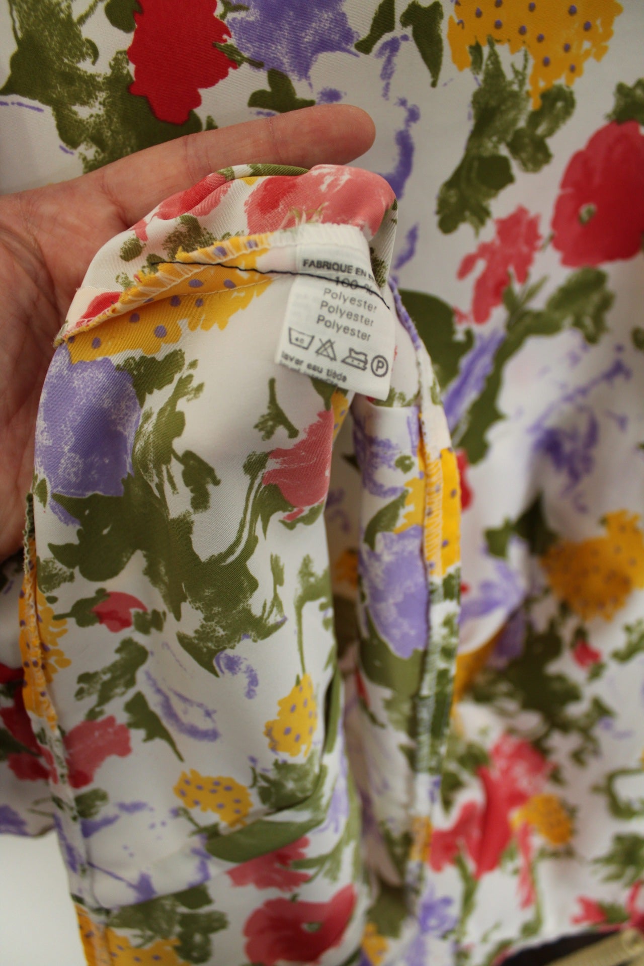 🌸🍒Blouse vintage 80's fleurie aquarelle & boutons bijoux nacrés - Taille 40/42🍒🌸