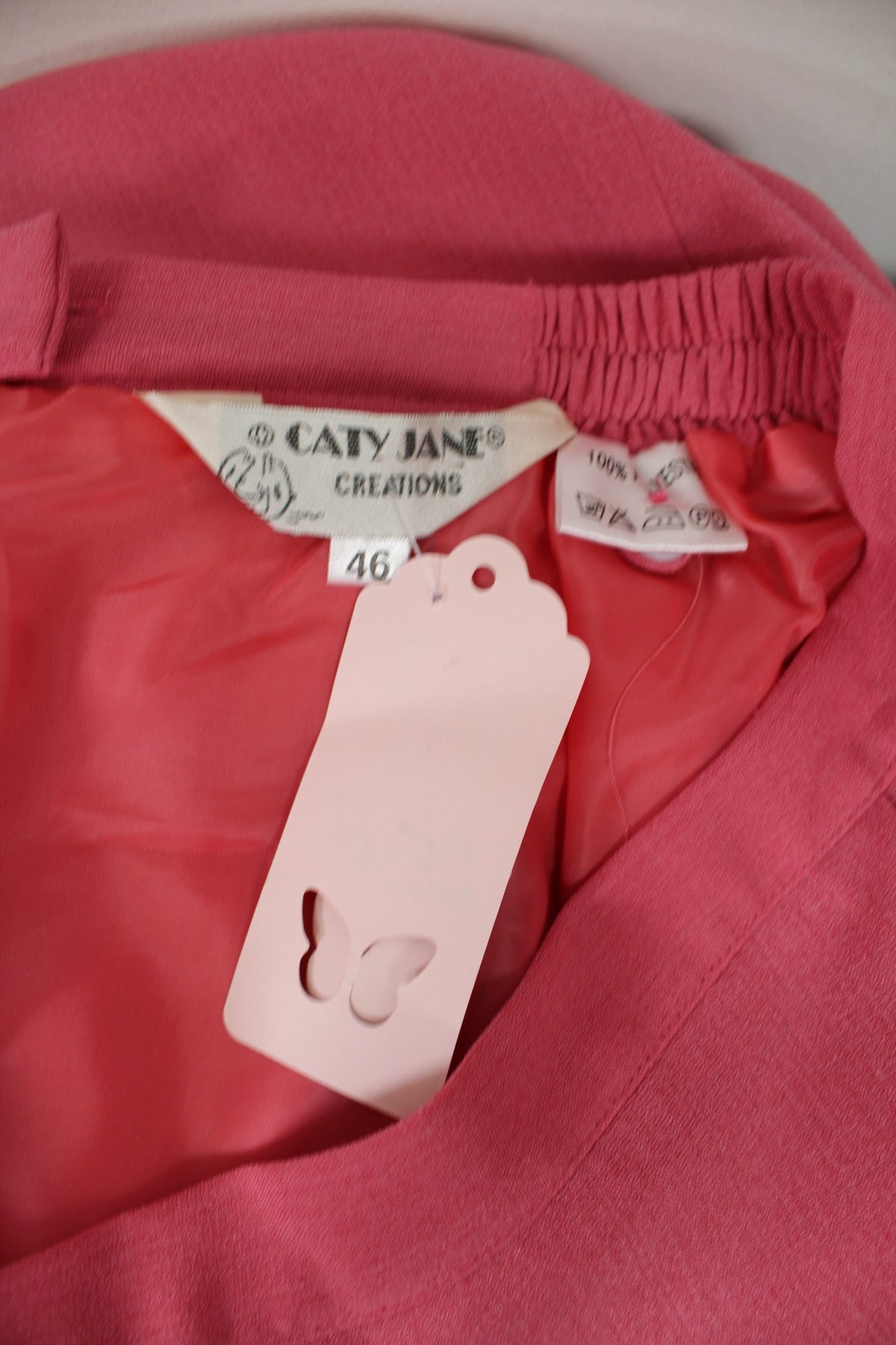 Jupe longue vintage années 80/90 Caty Jane - rose poudré, broderies & boutons - Taille 40/42