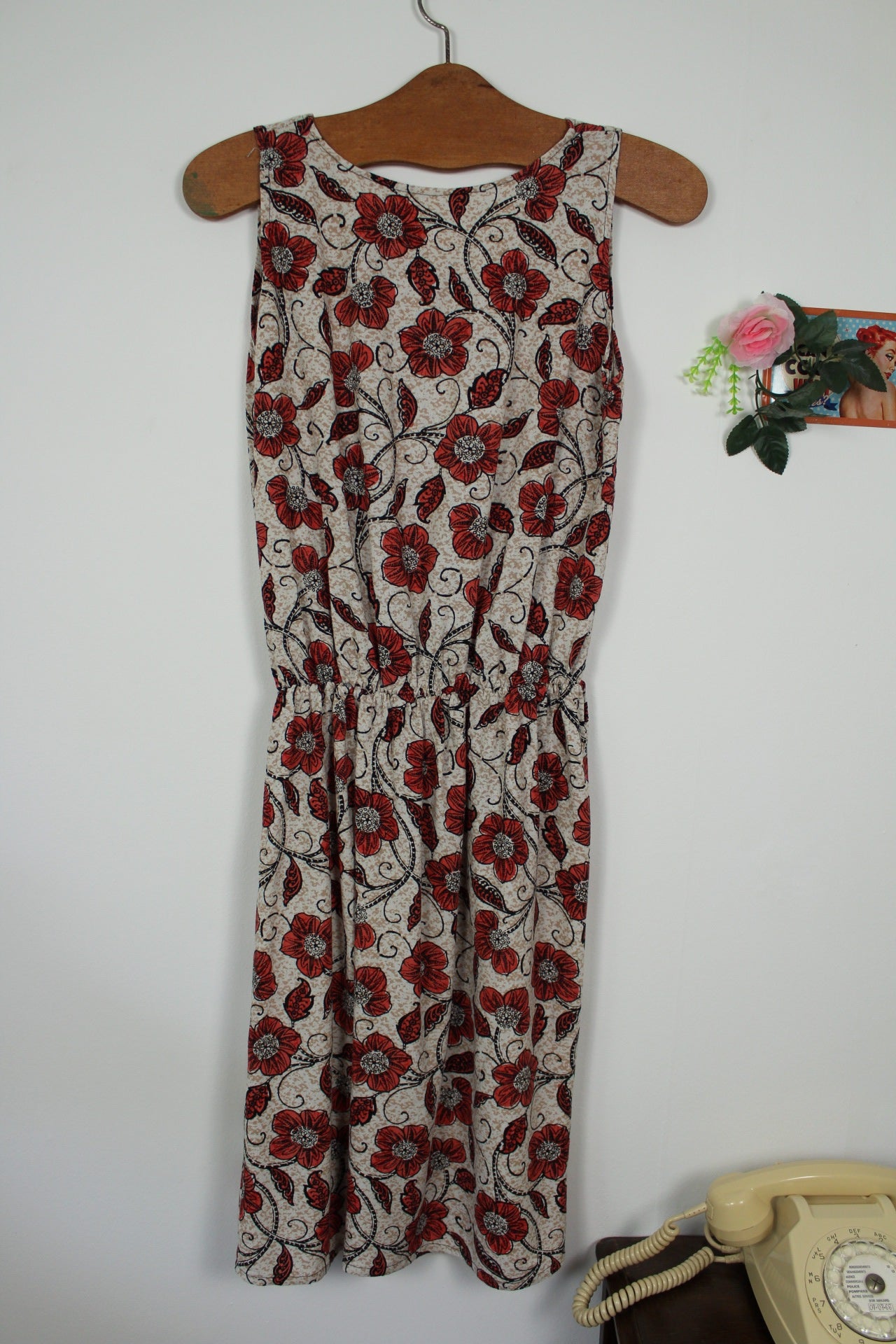 🌸🍒Robe vintage 90's fleurie esprit naturel lin & coton - Taille 38🍒🌸