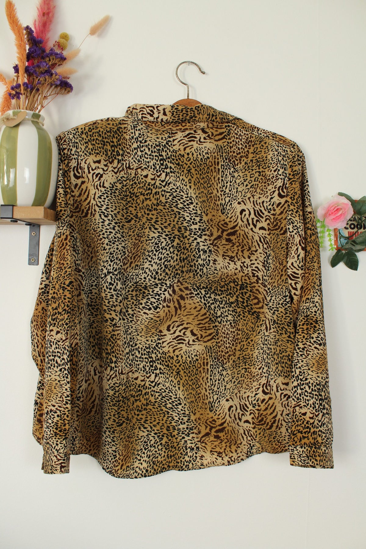 Chemise vintage années 90 imprimé animal chic léopard - Taille 42/44