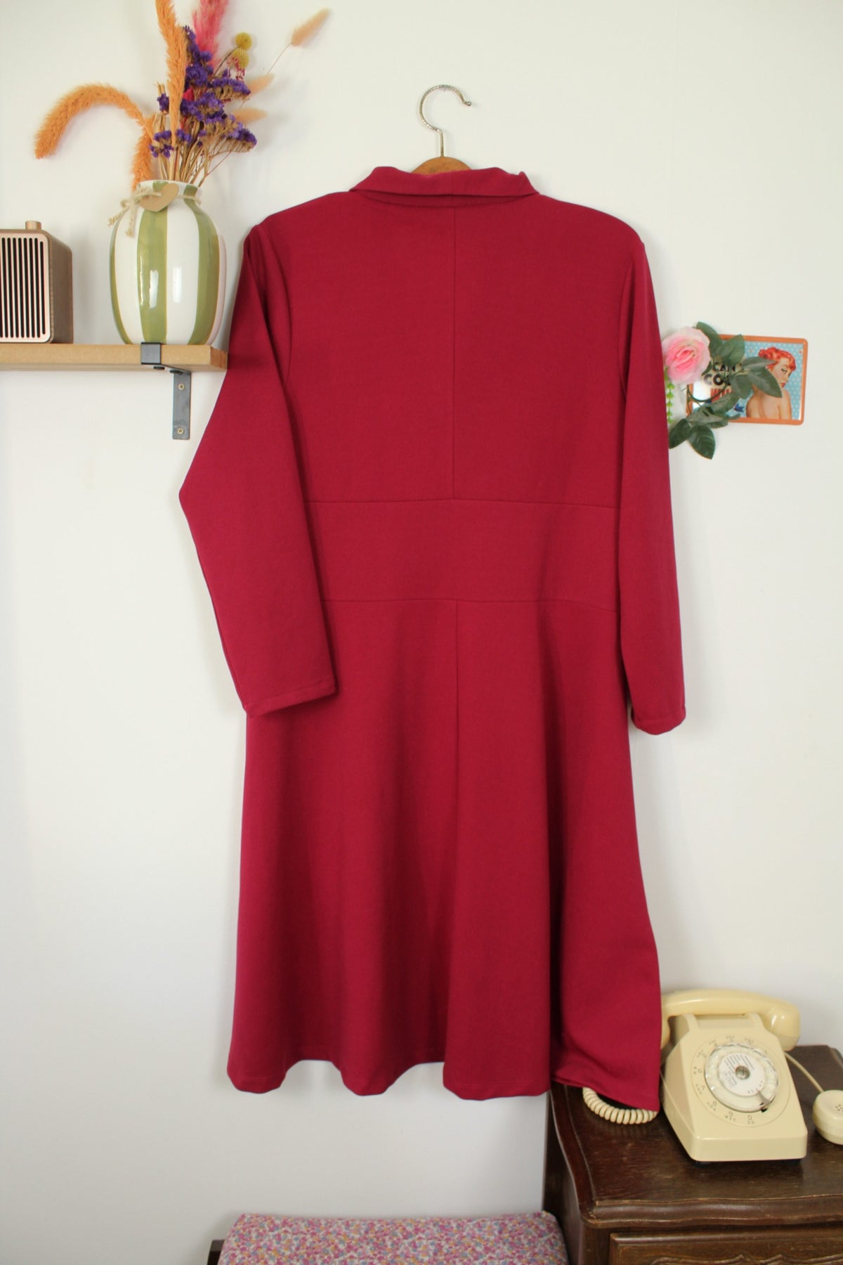 Robe pin-up années 80/90 bordeaux pourpre Sergio Di Fiori - Taille 40/42