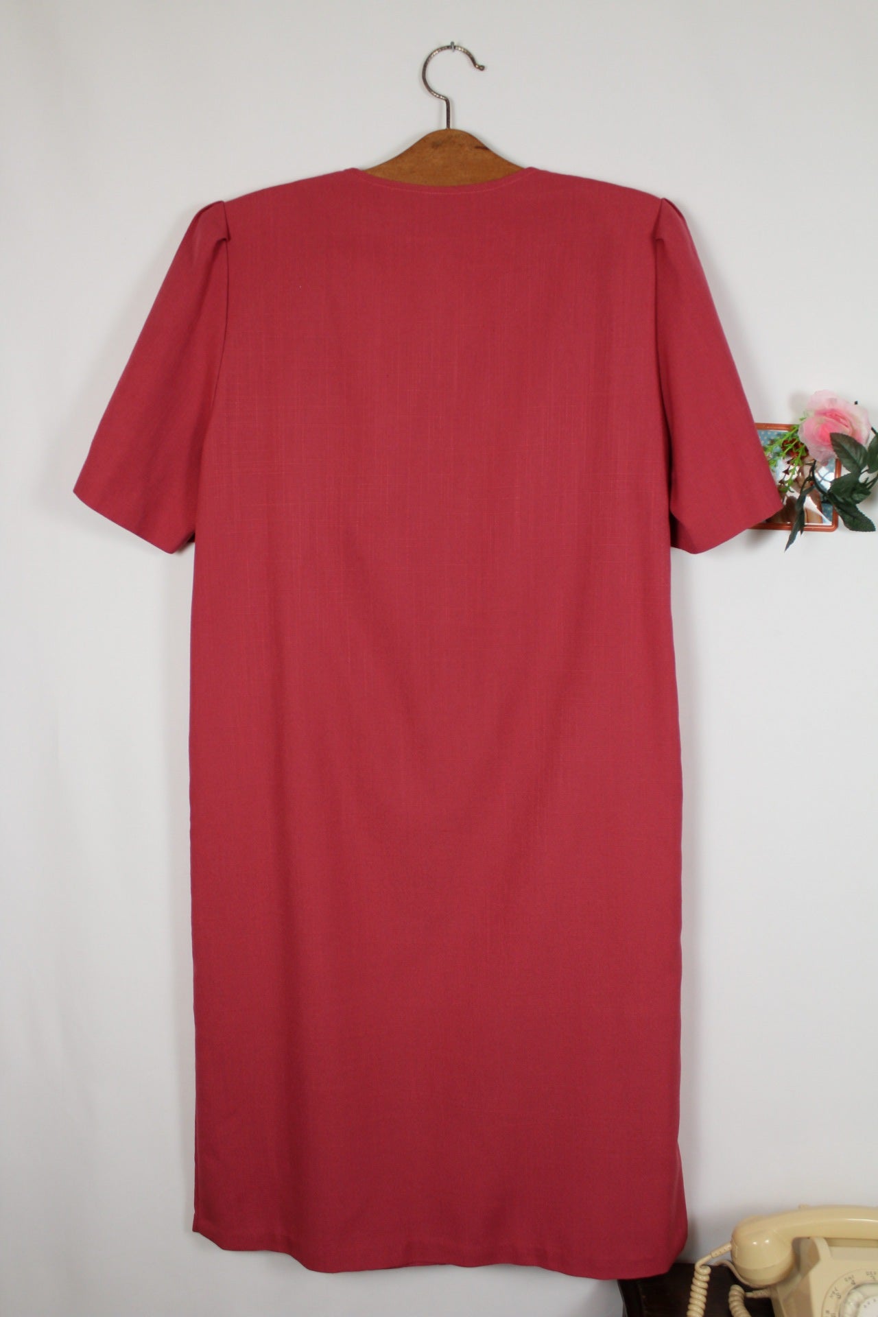 🌸🍒Robe vintage rose poudré 80's - coupe ceinturée - Taille 40🍒🌸
