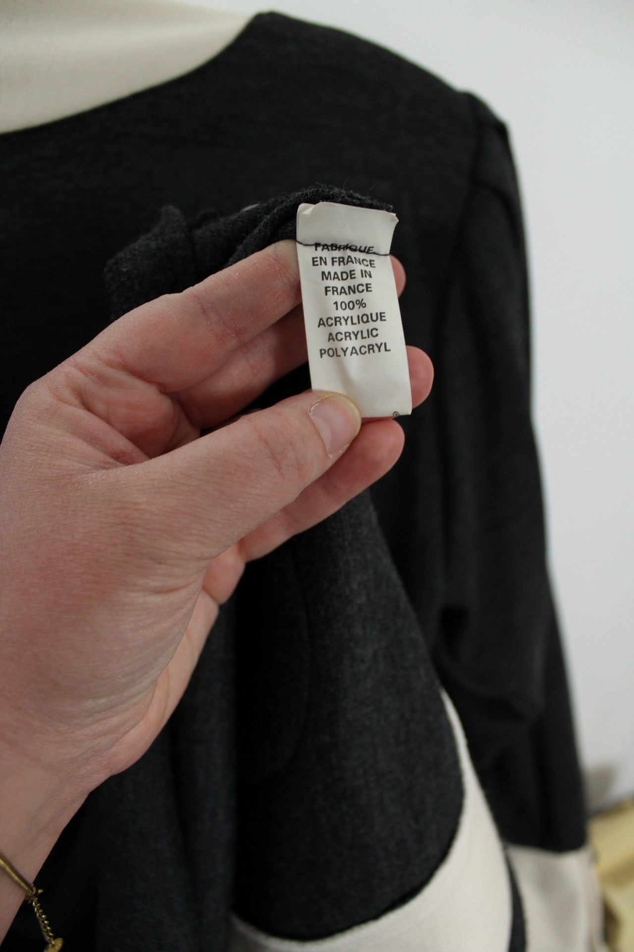 🌸🍒Cardigan vintage années 80 gris & crème - made in France - Taille 44/46🍒🌸