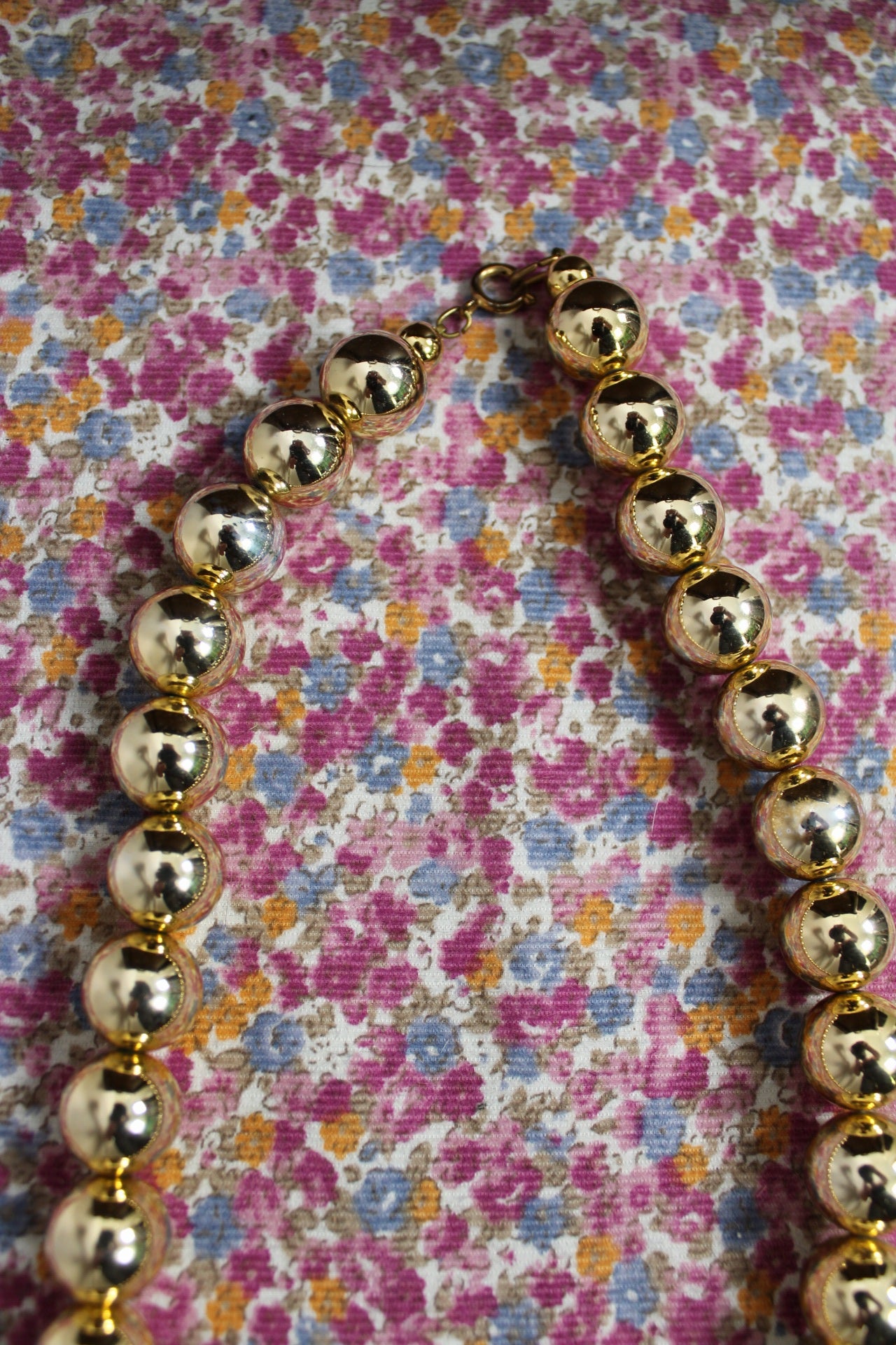 🌸🍒Collier vintage 80/90s perles rondes dorées chic 🍒🌸