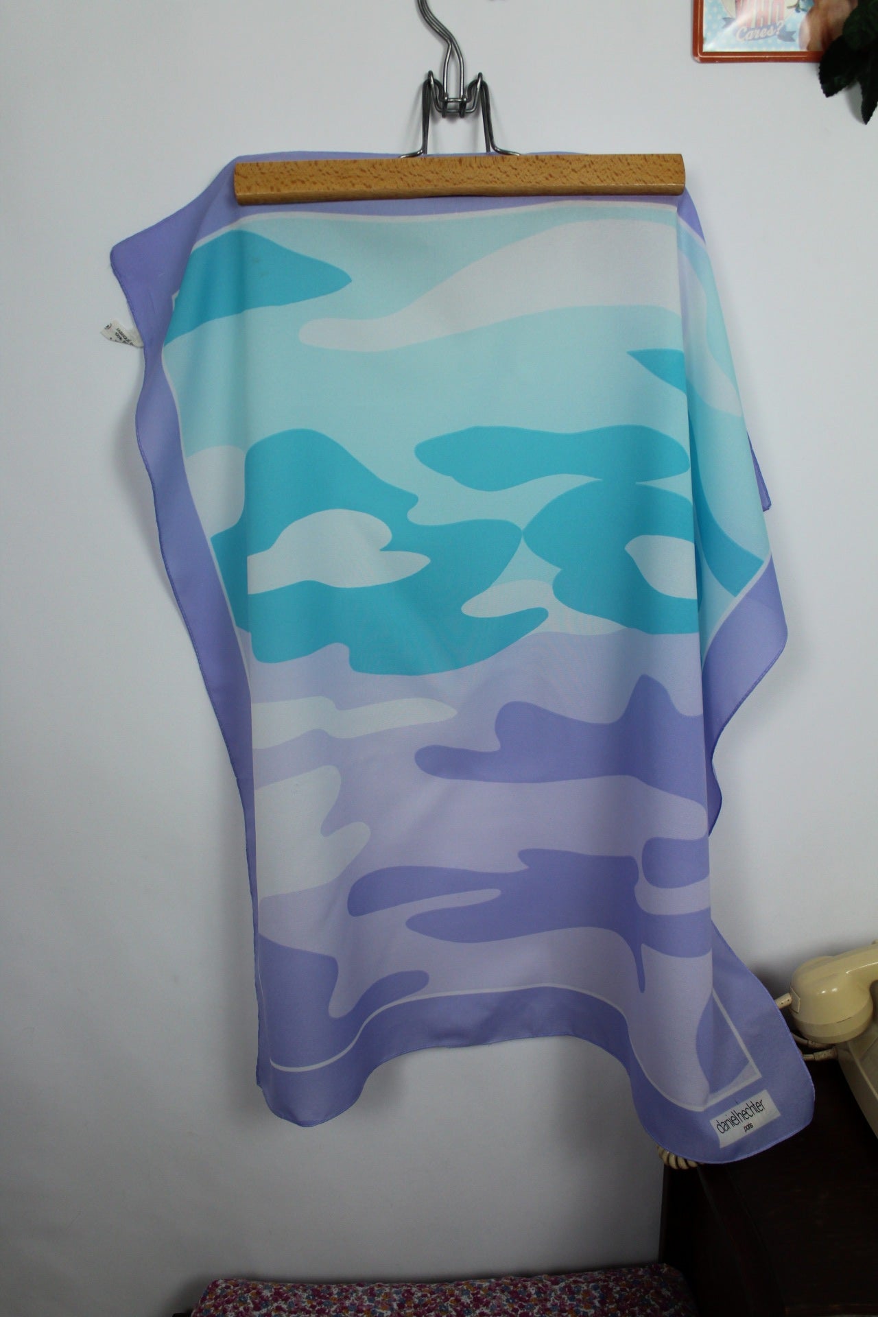 🌸🍒Foulard 80/90's La Redoute Daniel Hechter Paris - lila et bleu🍒🌸