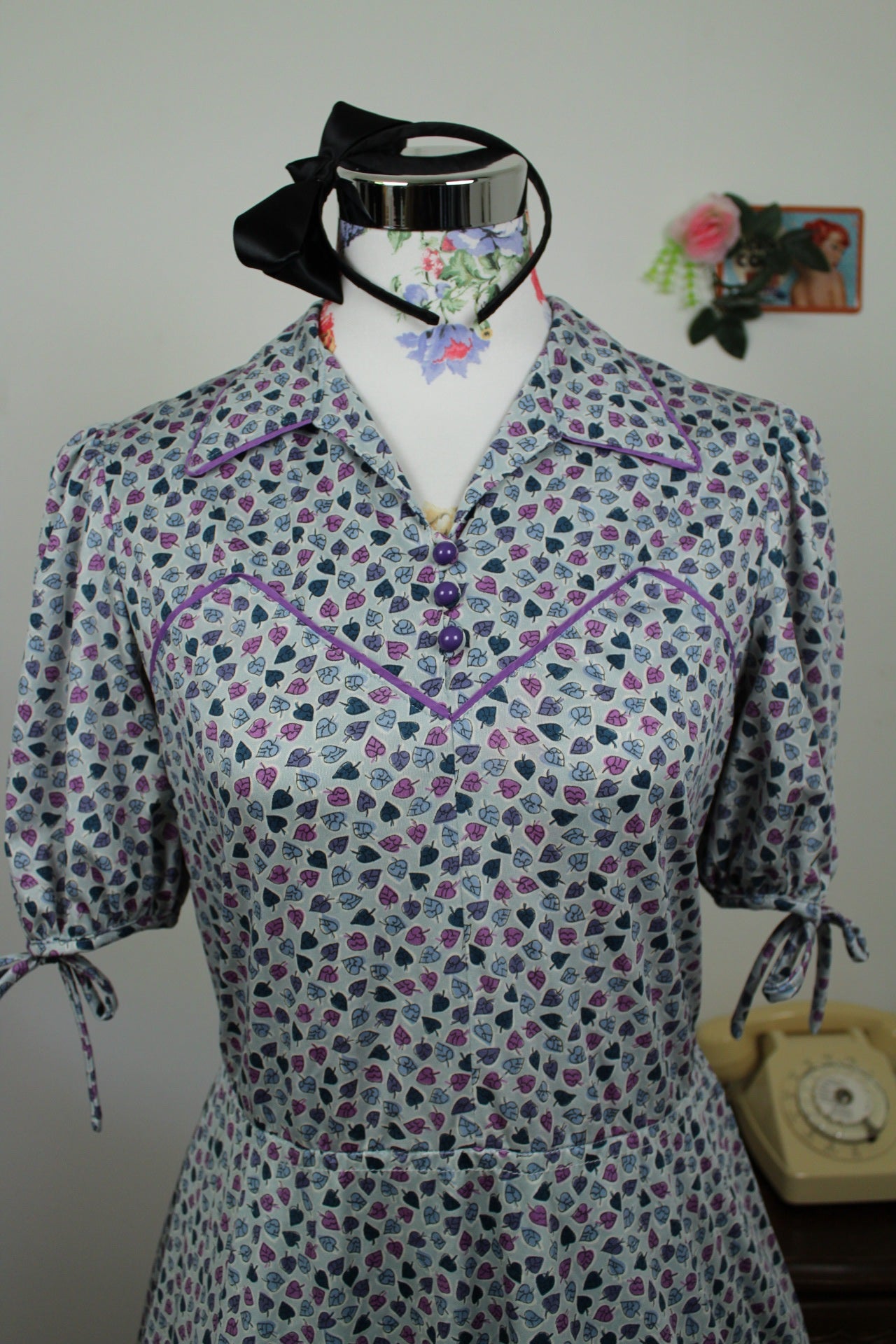 🌸🍒Serre-tête rétro pin-up/rockabilly nœud en satin🍒🌸