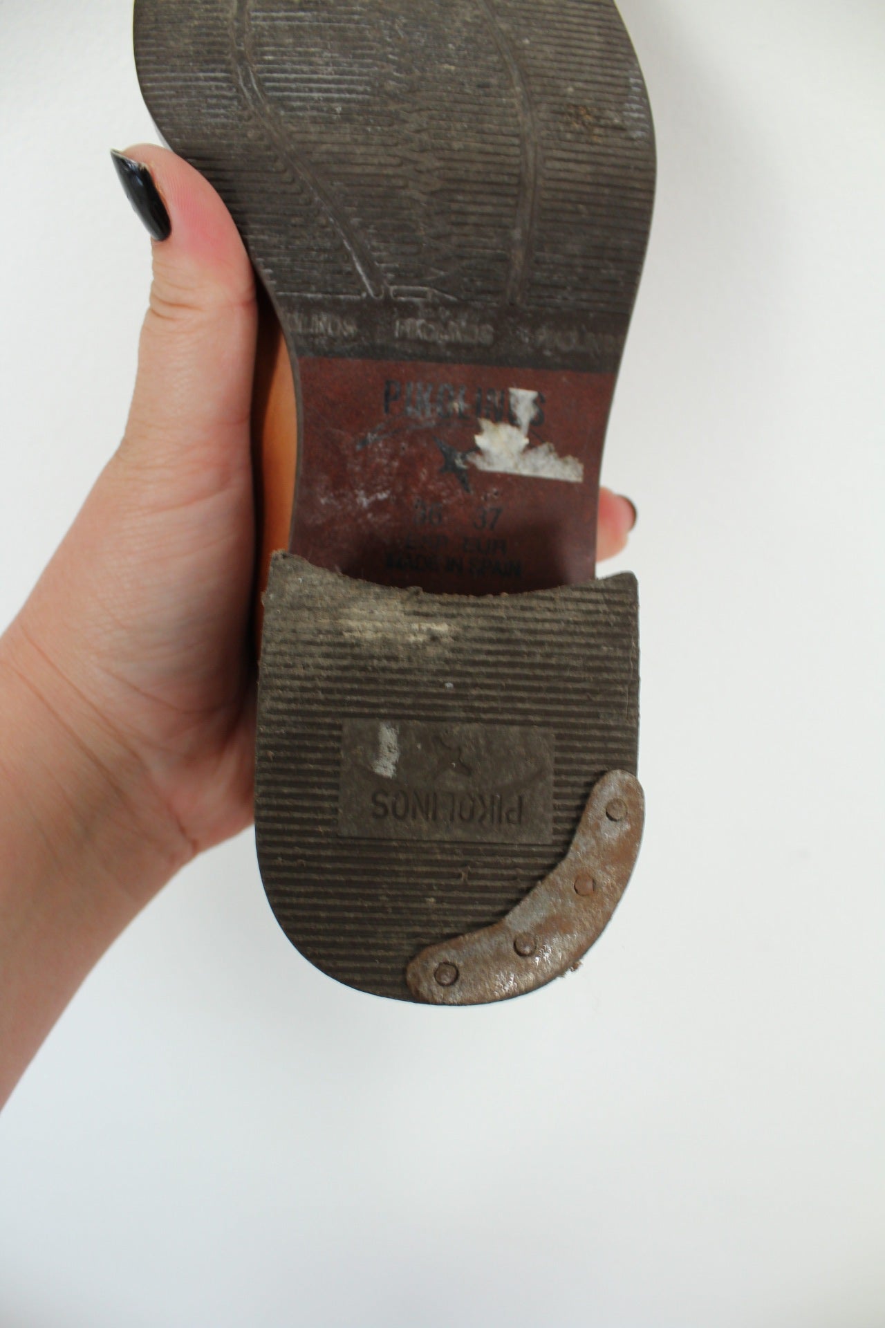 🌸🍒Mocassins Pikolinos à bride - cuir lisse camel - bout carré - pointure 37🍒🌸