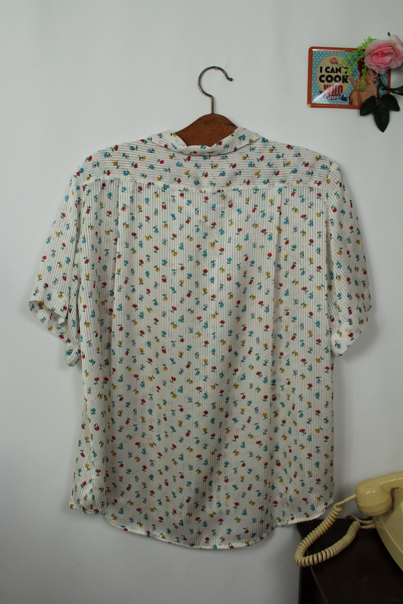 🌸🍒Chemise vintage 90's fluide satinée fleurie cottage romantique effet soie - Taille 40 à 44🍒🌸