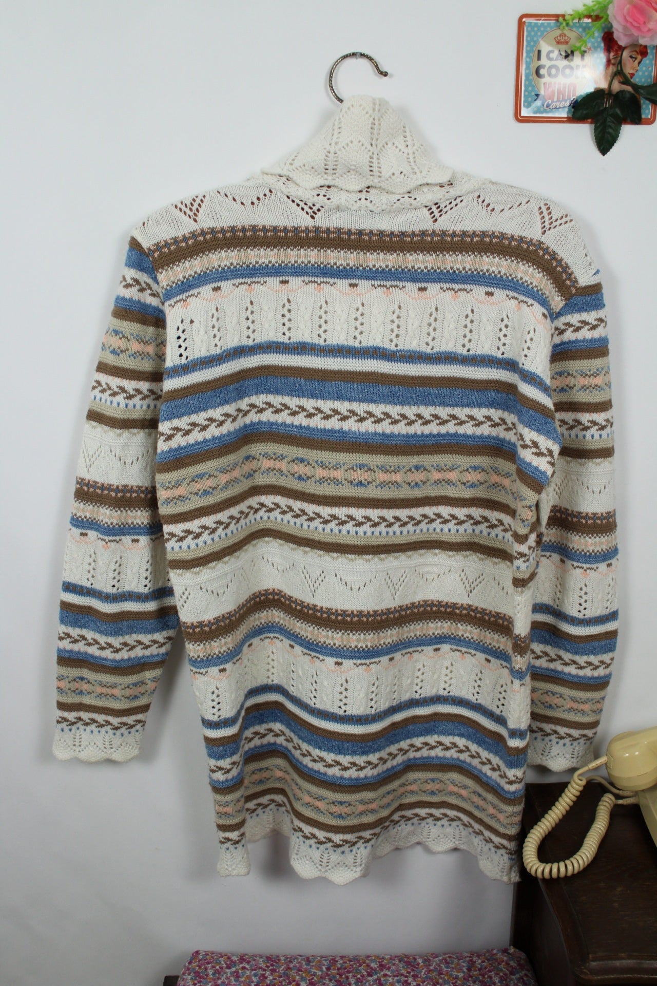 🌸🍒Pull long bohème vintage pimkie 90's - col roulé ajouré - Taille 38🍒🌸