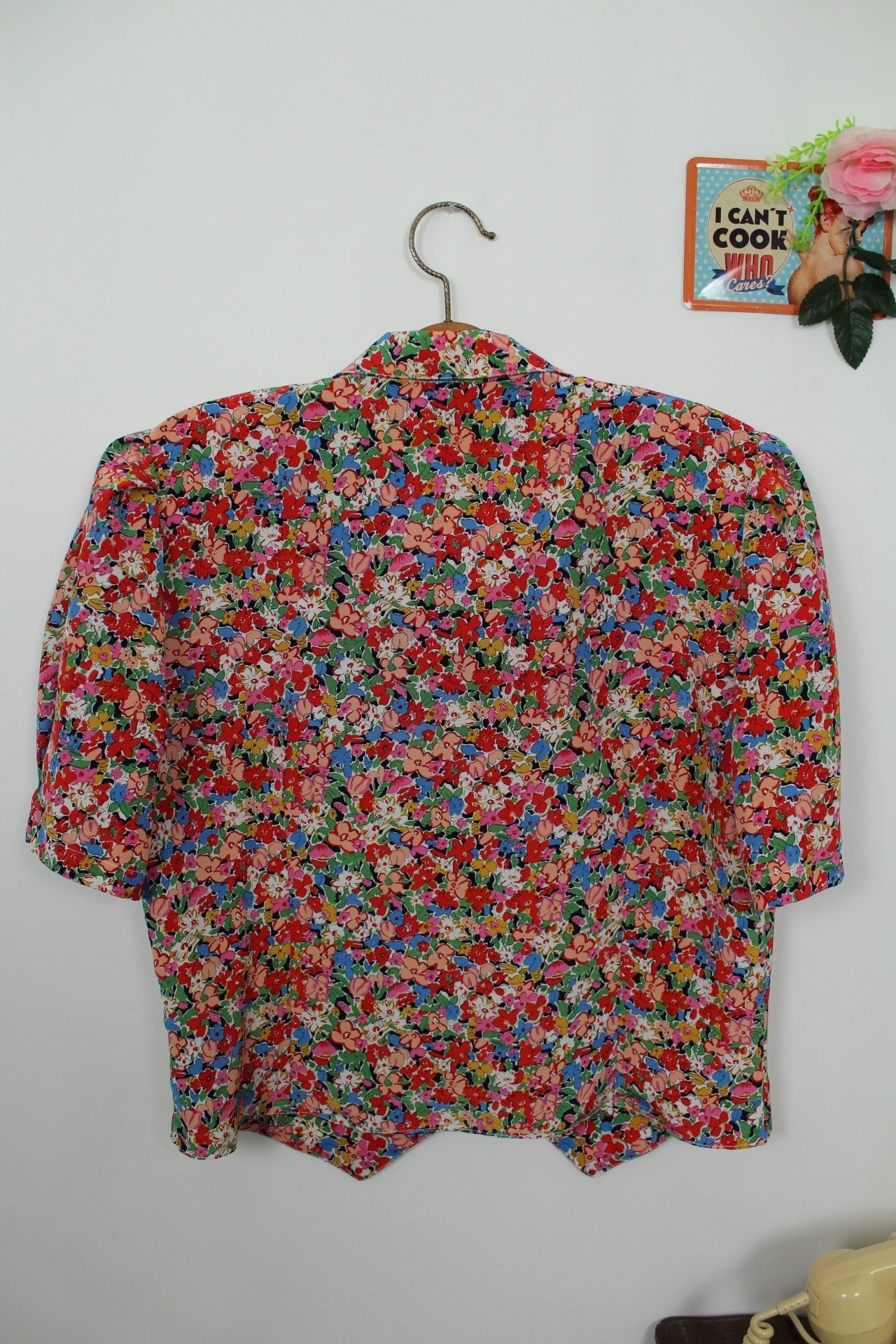 🍒🌸Chemise vintage 80's fleurie "Claire et Marie Paris" - made in France & boutons bijoux - Taille 38/40🌸🍒