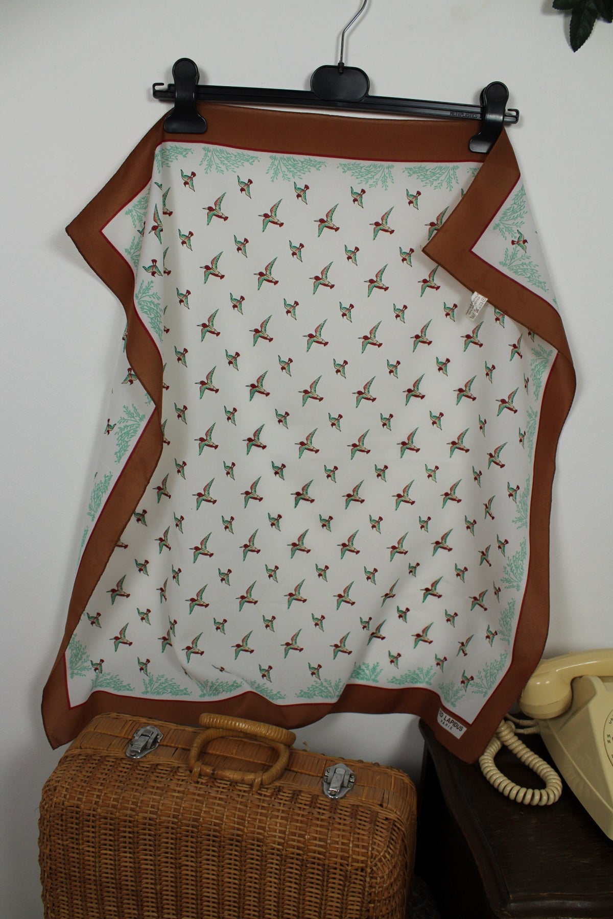 🌸🍒Foulard vintage Ted Lapidus années 70/80 motifs oiseaux🍒🌸