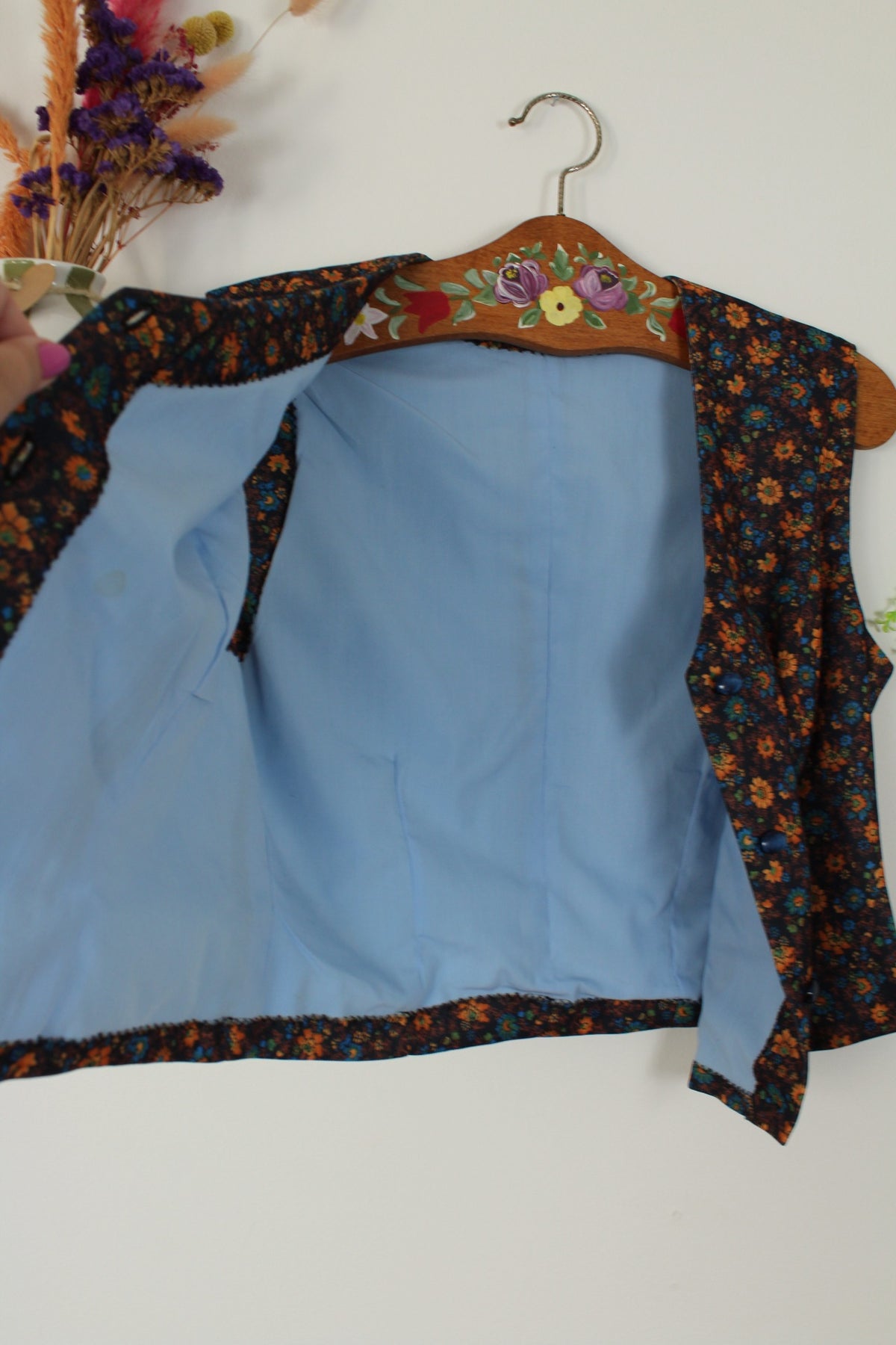 Gilet vintage années 70 esprit tapisserie vintage flower power automnal - Taille 40/42
