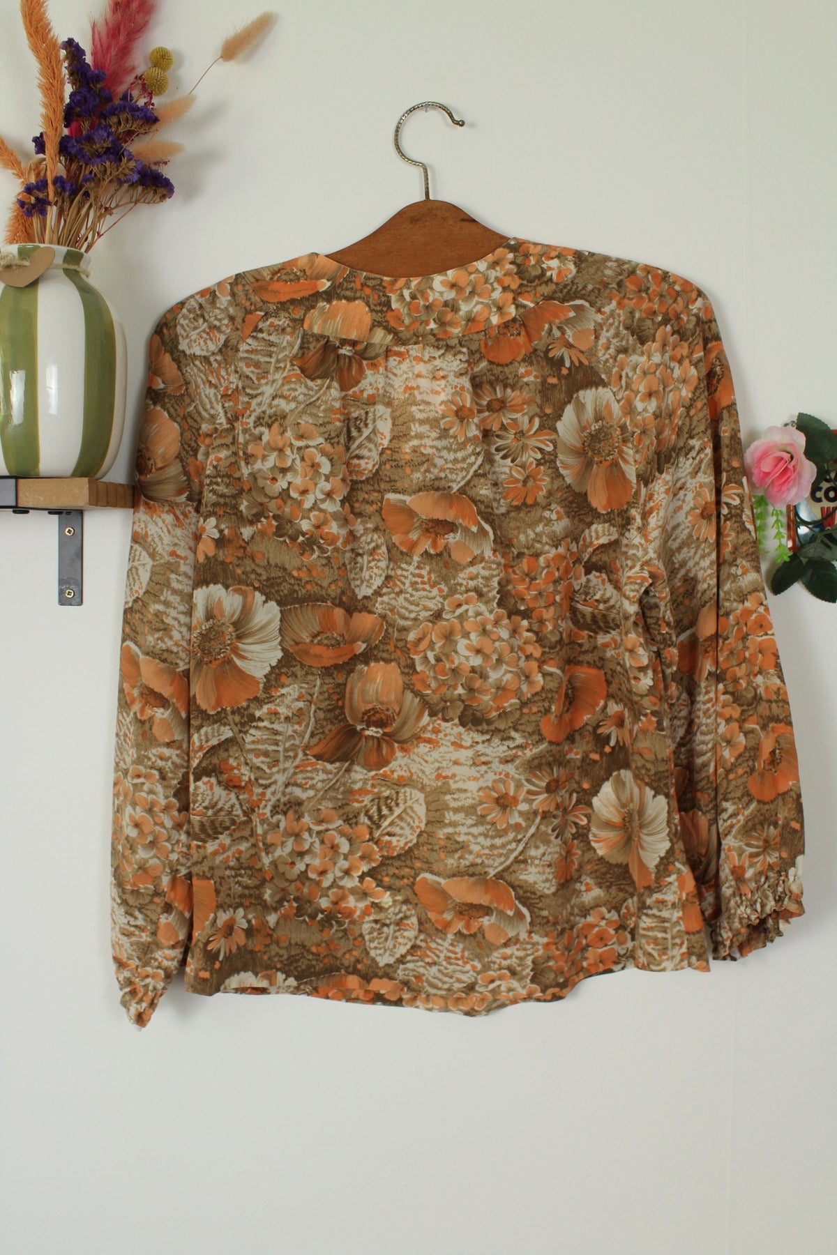 Blouse vintage années 70 esprit tapisserie de fleurs automnales - Taille 38/40