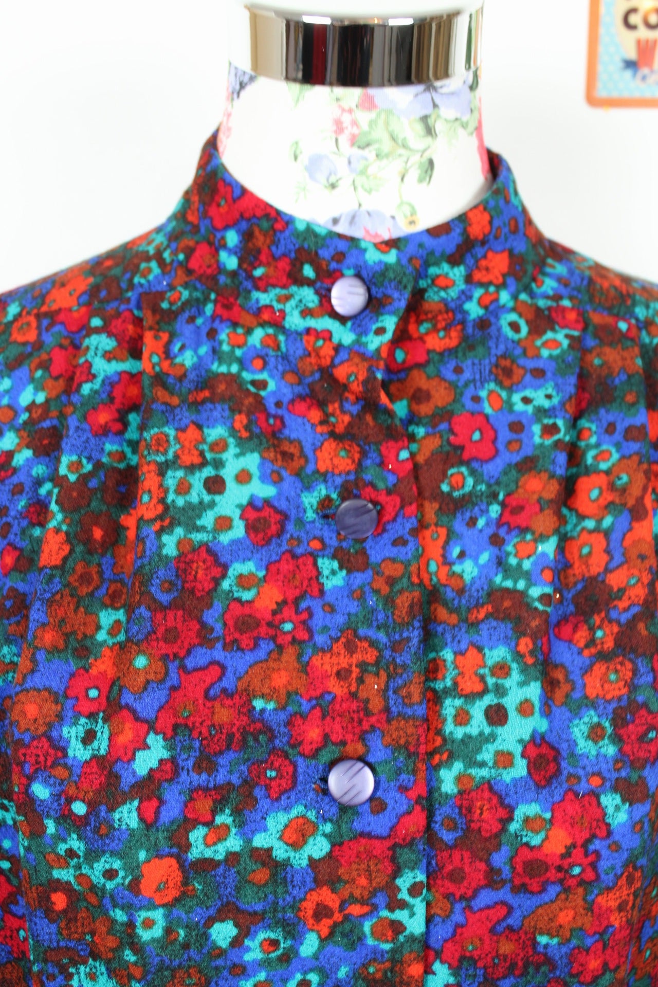 🌸Blouse vintage 80's fleurie rouge & bleue🍒