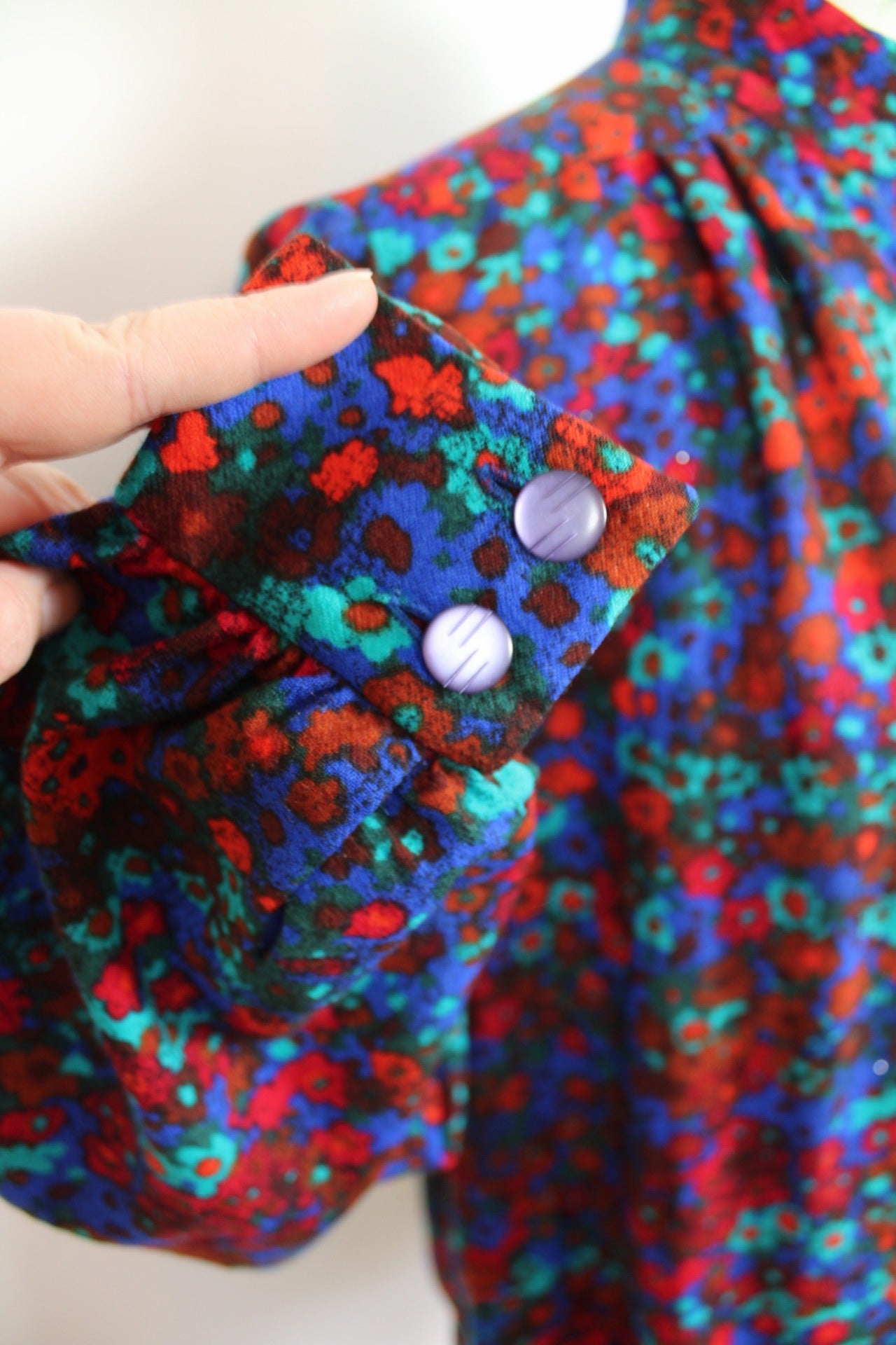 🌸Blouse vintage 80's fleurie rouge & bleue🍒