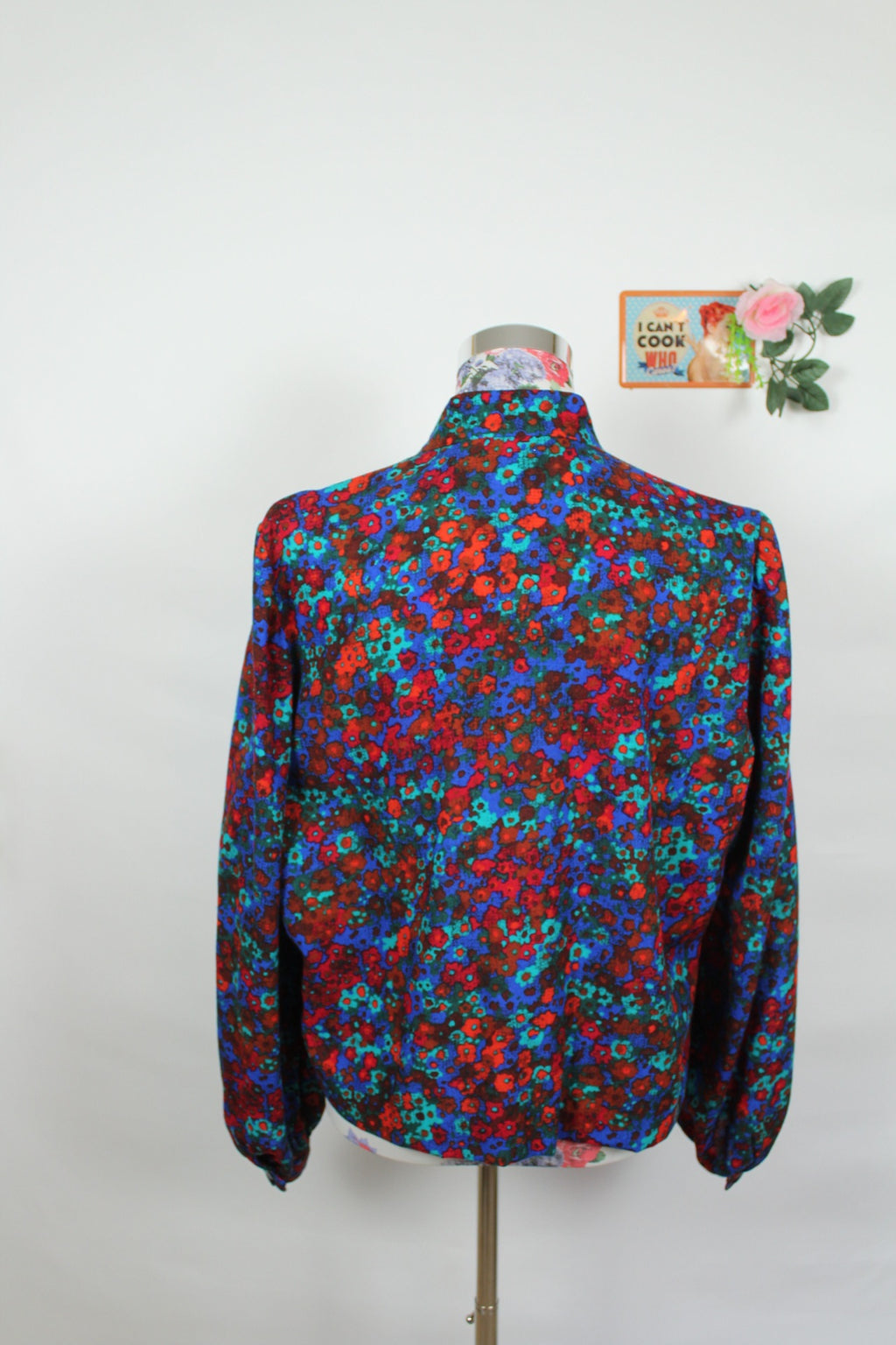 🌸Blouse vintage 80's fleurie rouge & bleue🍒
