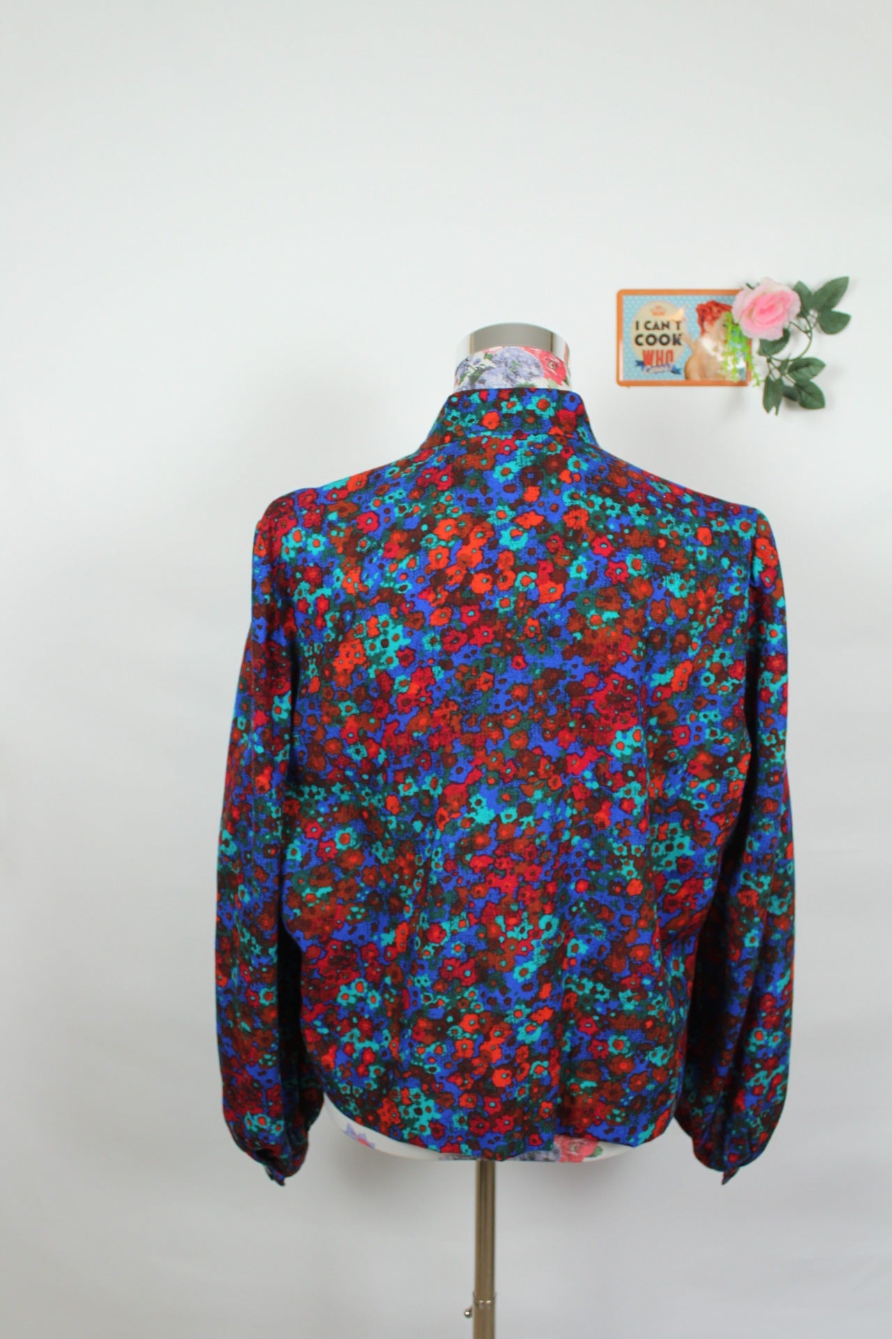 🌸Blouse vintage 80's fleurie rouge & bleue🍒