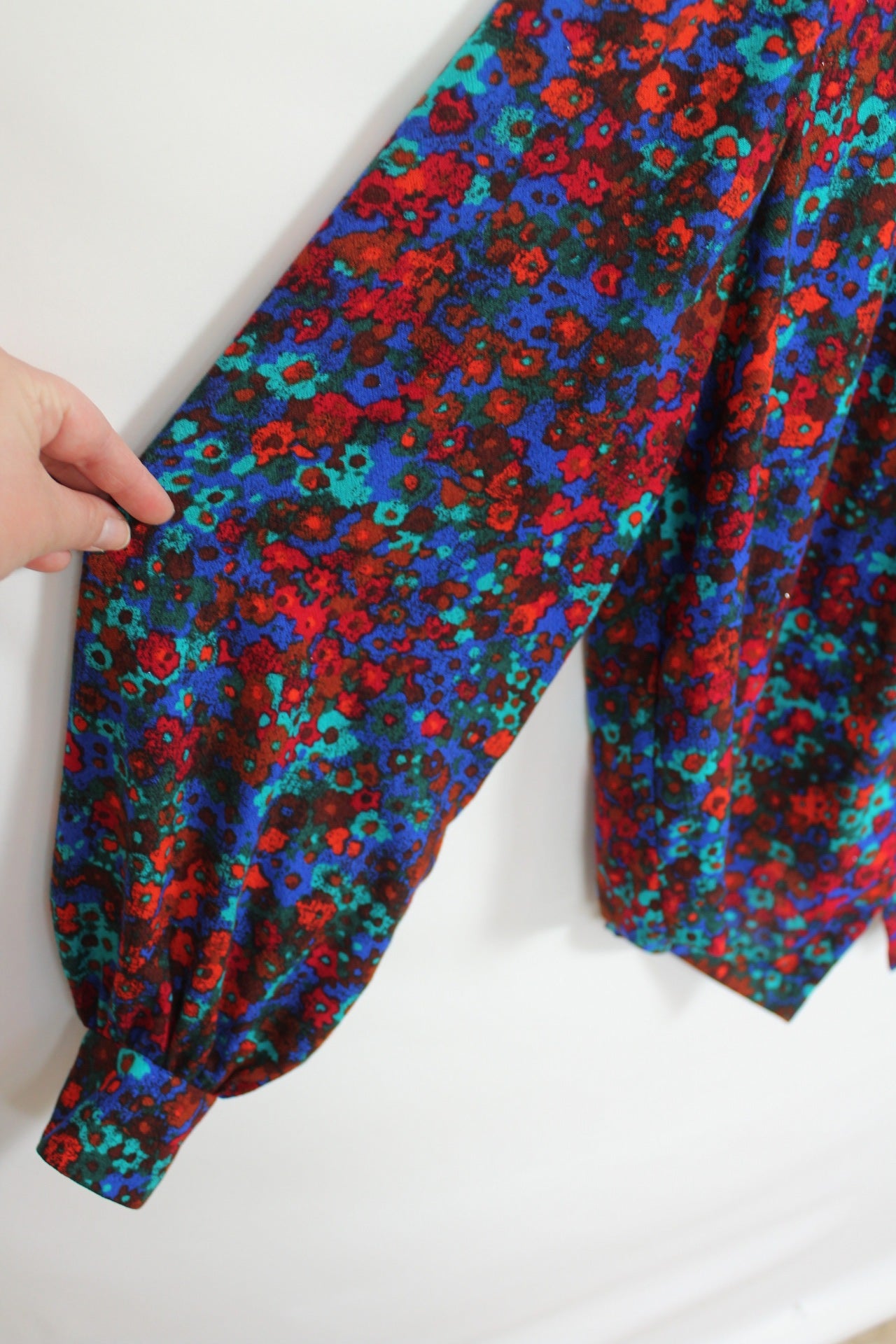 🌸Blouse vintage 80's fleurie rouge & bleue🍒