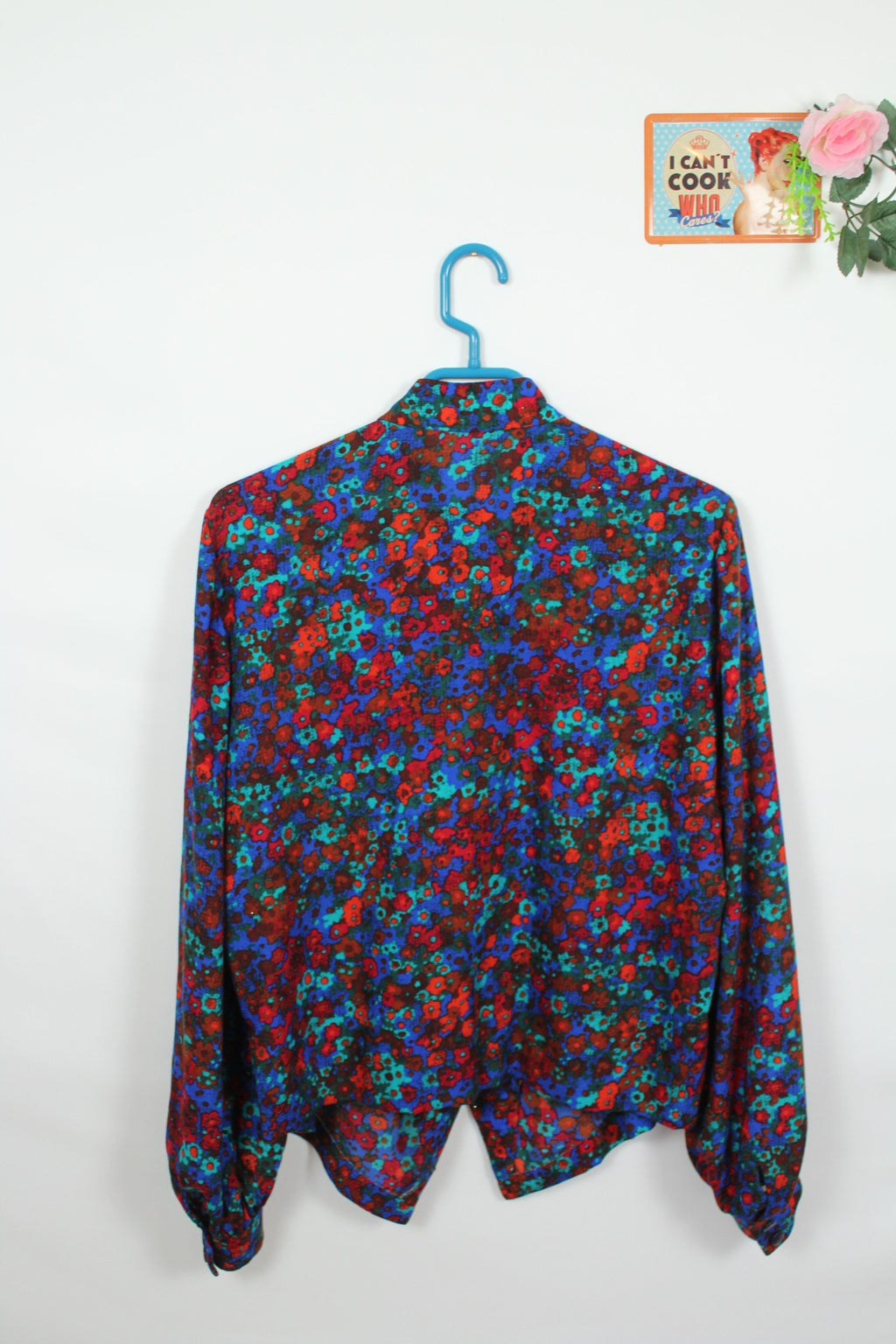 🌸Blouse vintage 80's fleurie rouge & bleue🍒