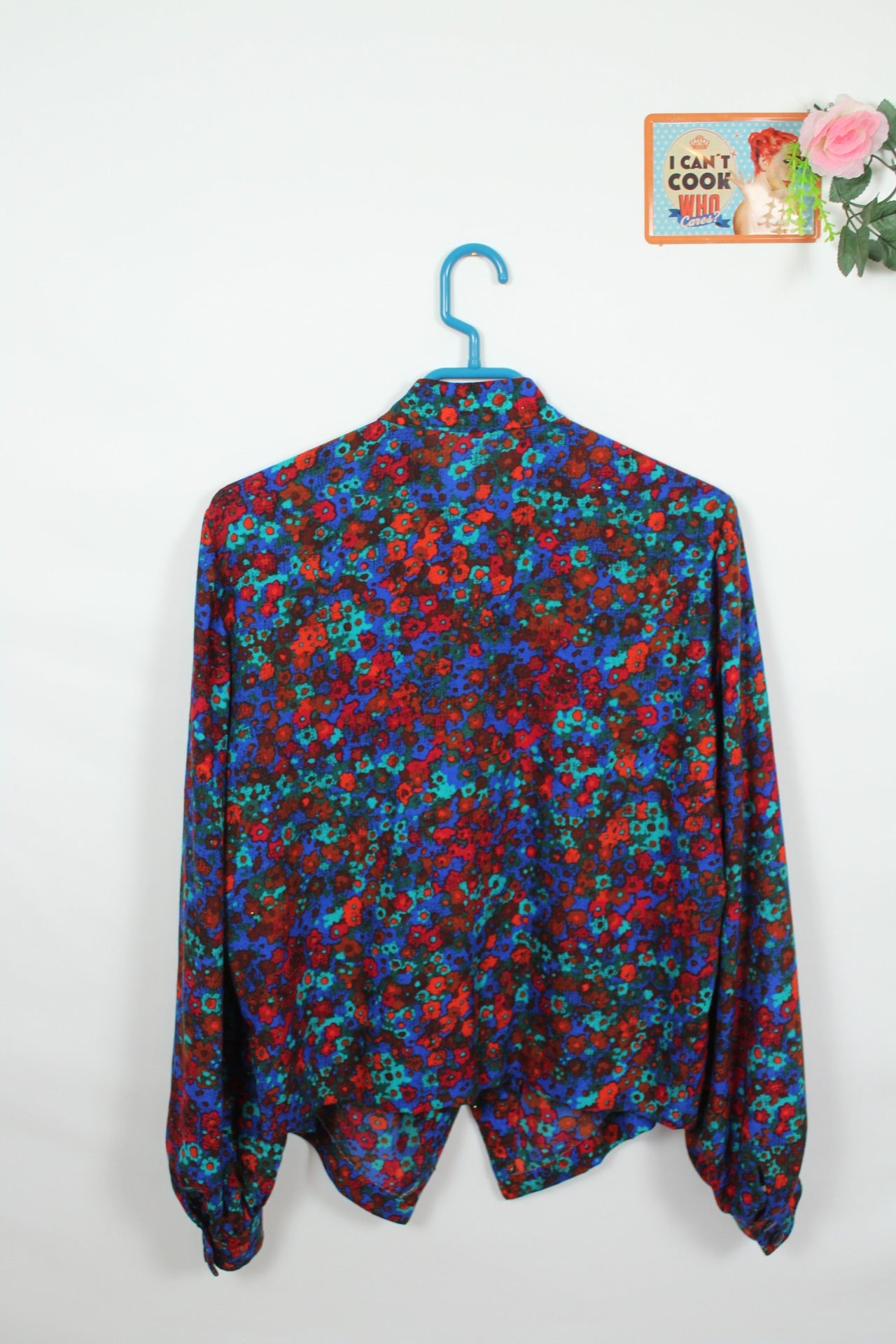 🌸Blouse vintage 80's fleurie rouge & bleue🍒