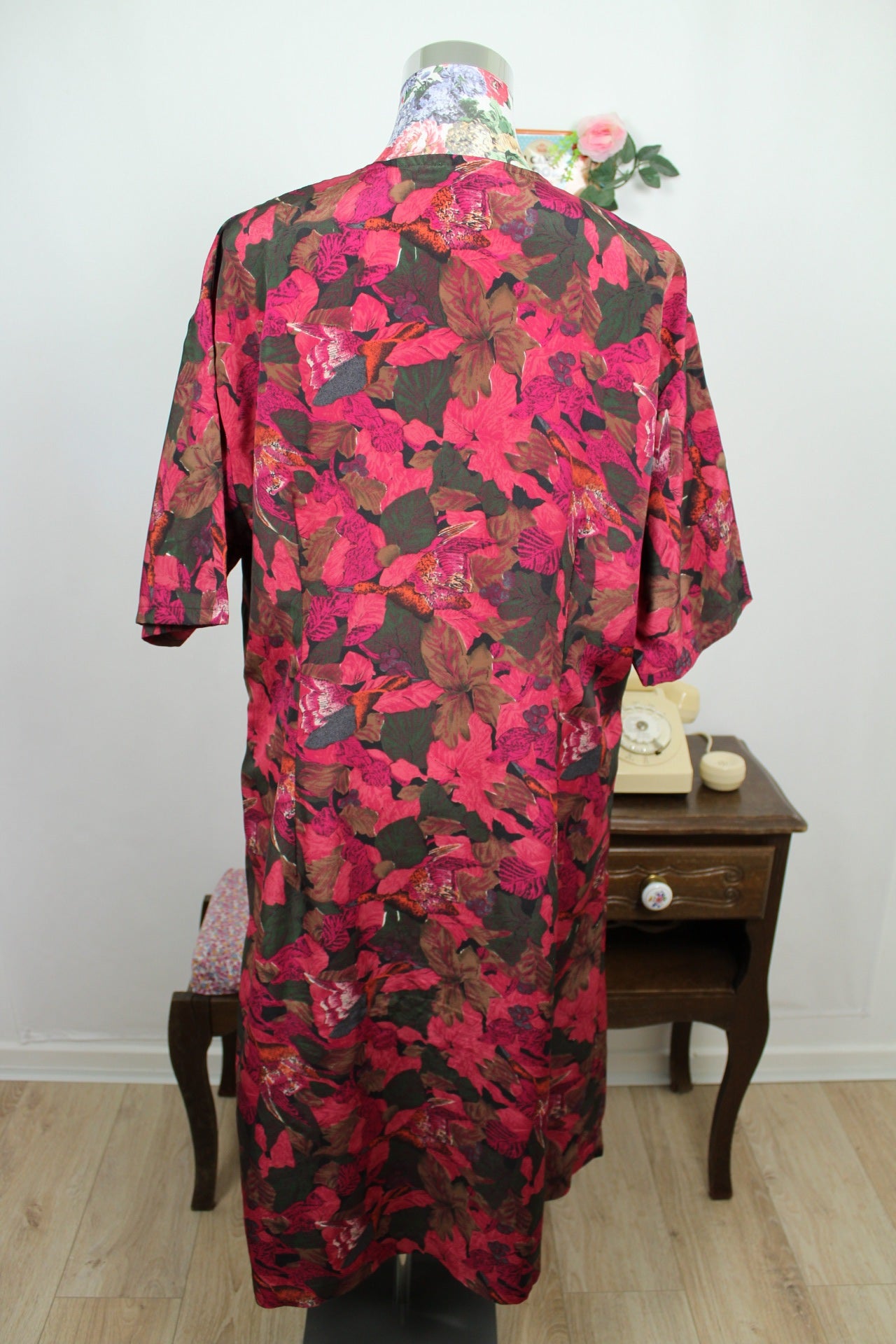 🌸🍒Robe vintage 80/90's fleurie abstraite coupe chemise - Taille 42/44🍒🌸