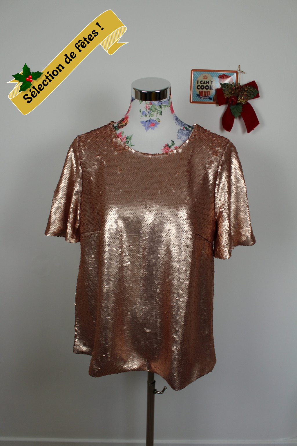 ✨Blouse vintage 90's à sequins champagne rosé Damart - soirées & fêtes✨