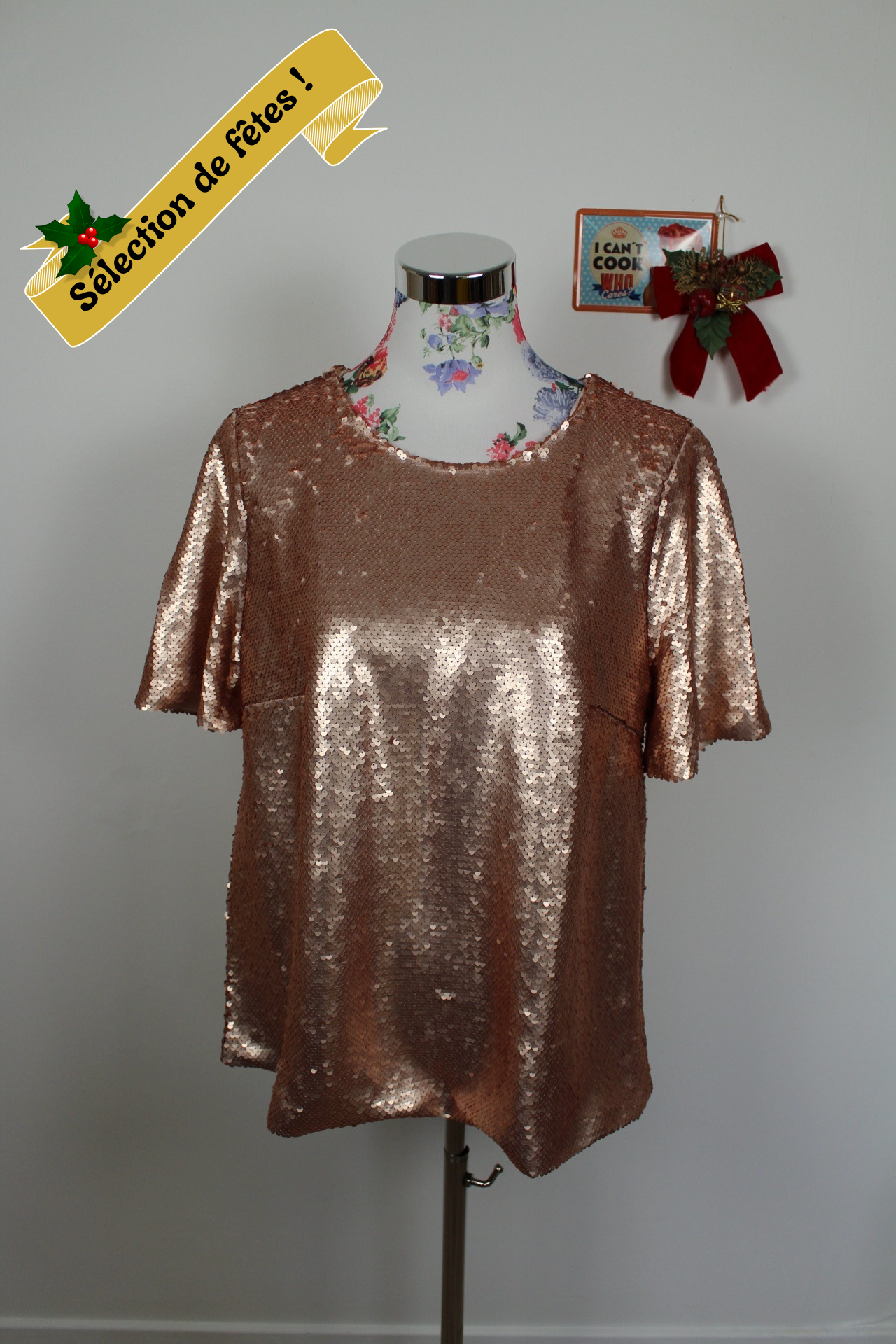 ✨Blouse vintage 90's à sequins champagne rosé Damart - soirées & fêtes✨