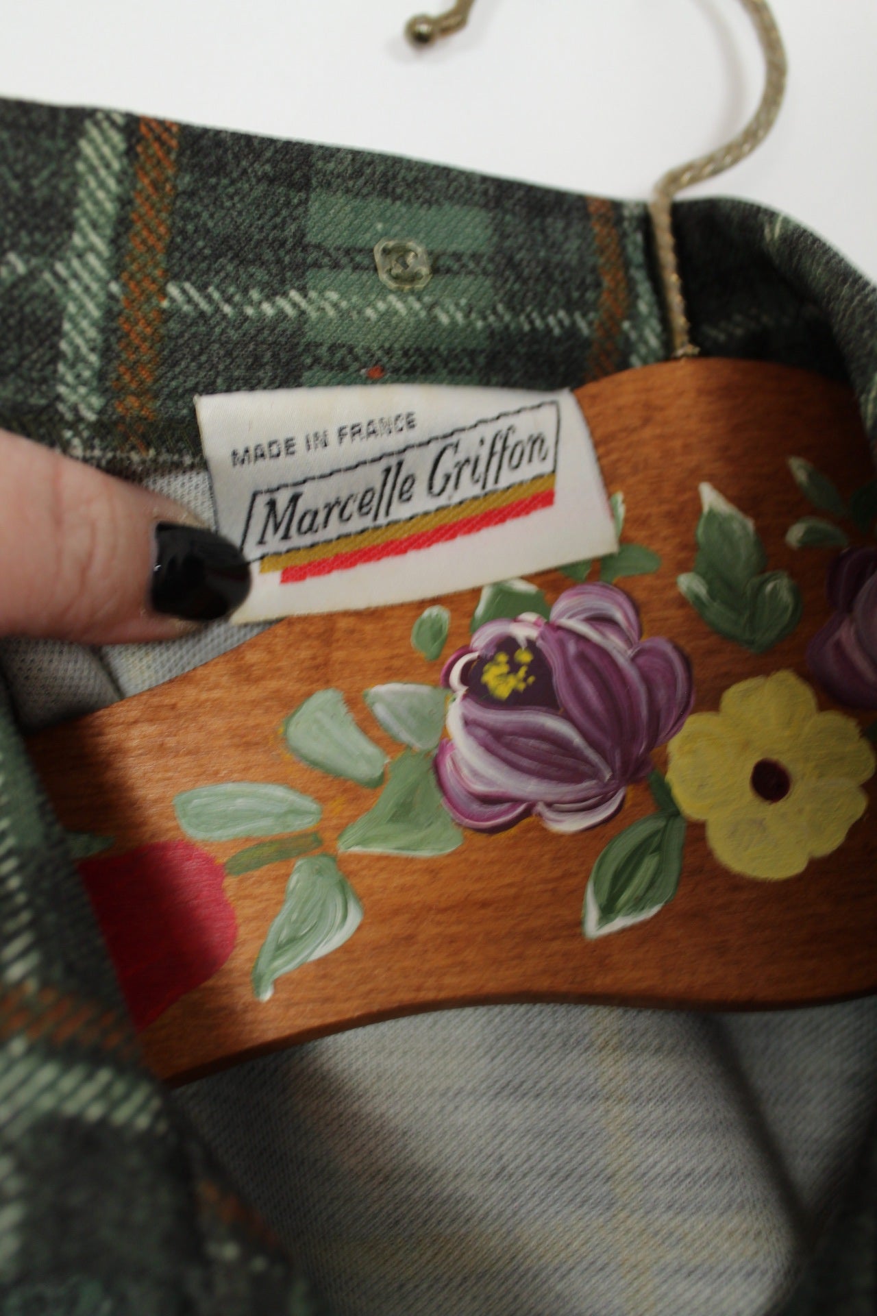 🌸🍒Robe vintage 70/80's Marcelle Griffon à carreaux & col lavallière - Taille 40/42🍒🌸