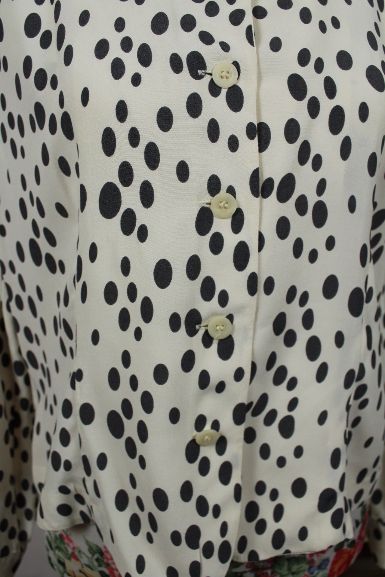 🌸🍒Chemise vintage Betty Barclay 80/90's - blanc écru & pois noir - Taille 40/42🍒🌸