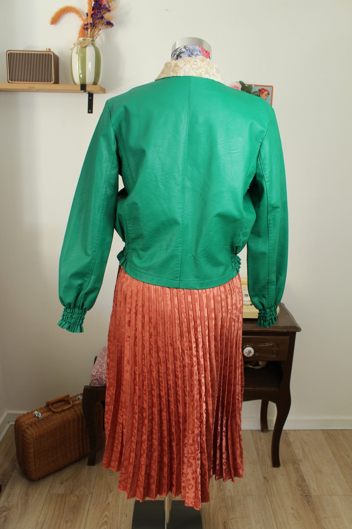 Veste vintage années 90/2000 vert pep's & manches froncées made in Italy - Taille 38