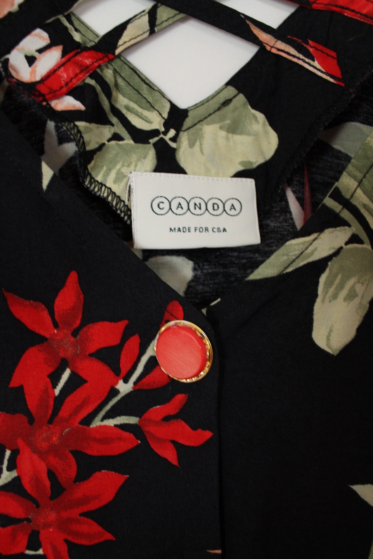 🌸🍒Robe longue vintage 90's noire & fleurs rouges romantiques - Taille 48/50🍒🌸