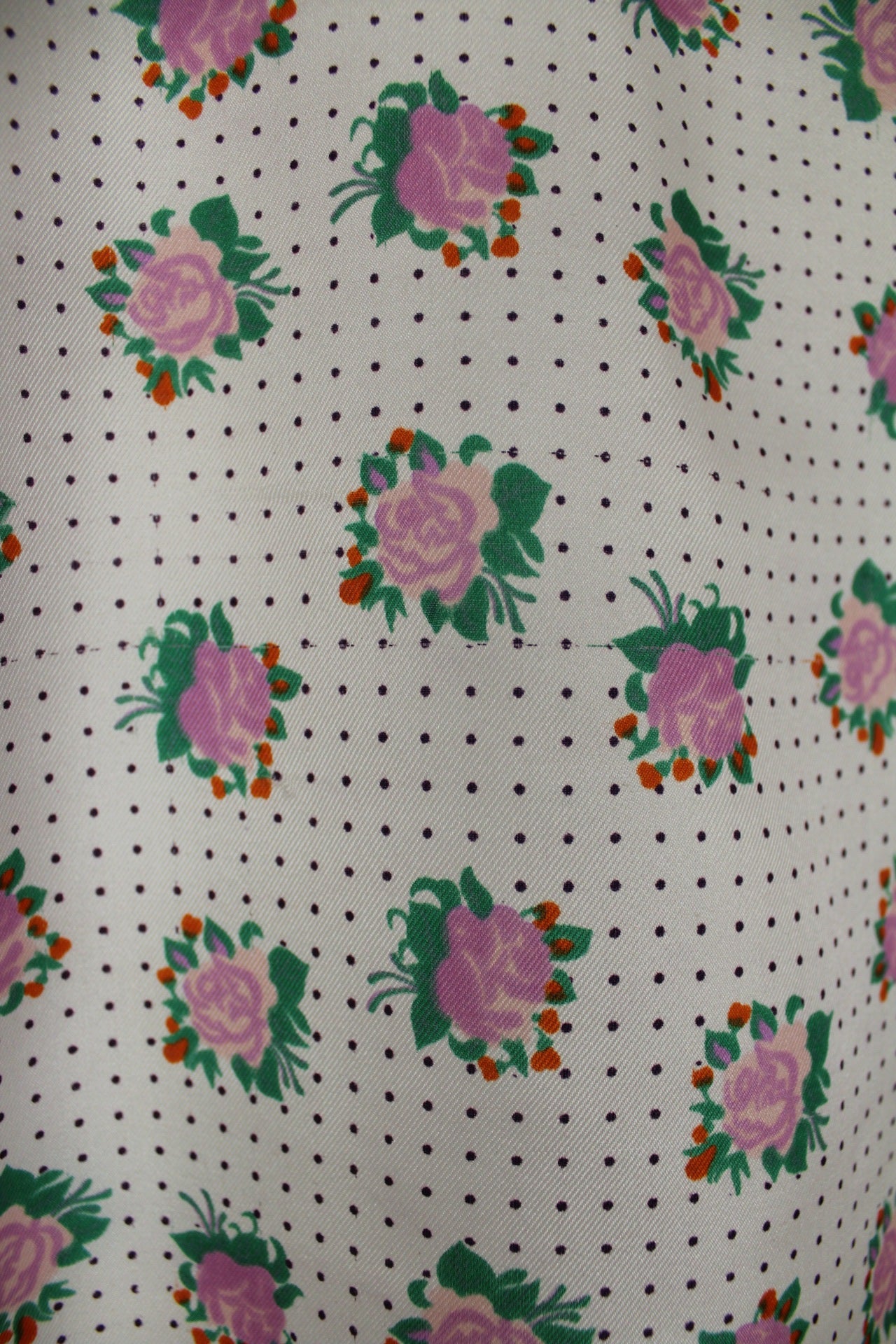 🌸🍒Foulard vintage 80's couleur lila motifs pois et roses 🍒🌸