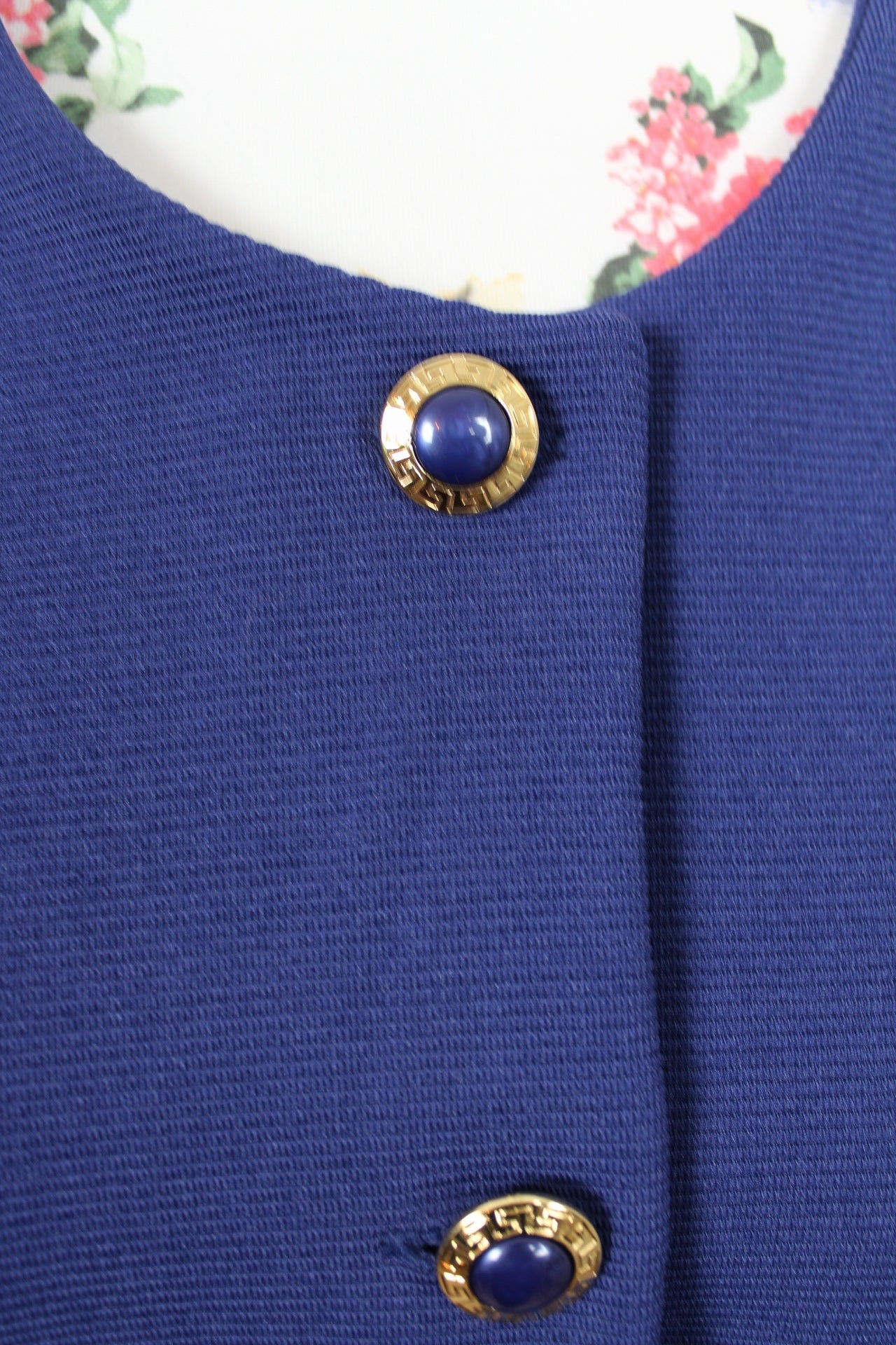 🌸🍒Veste blazer vintage 80/90s - bleu roi à boutons bijoux chic - Taille 40/42🍒🌸