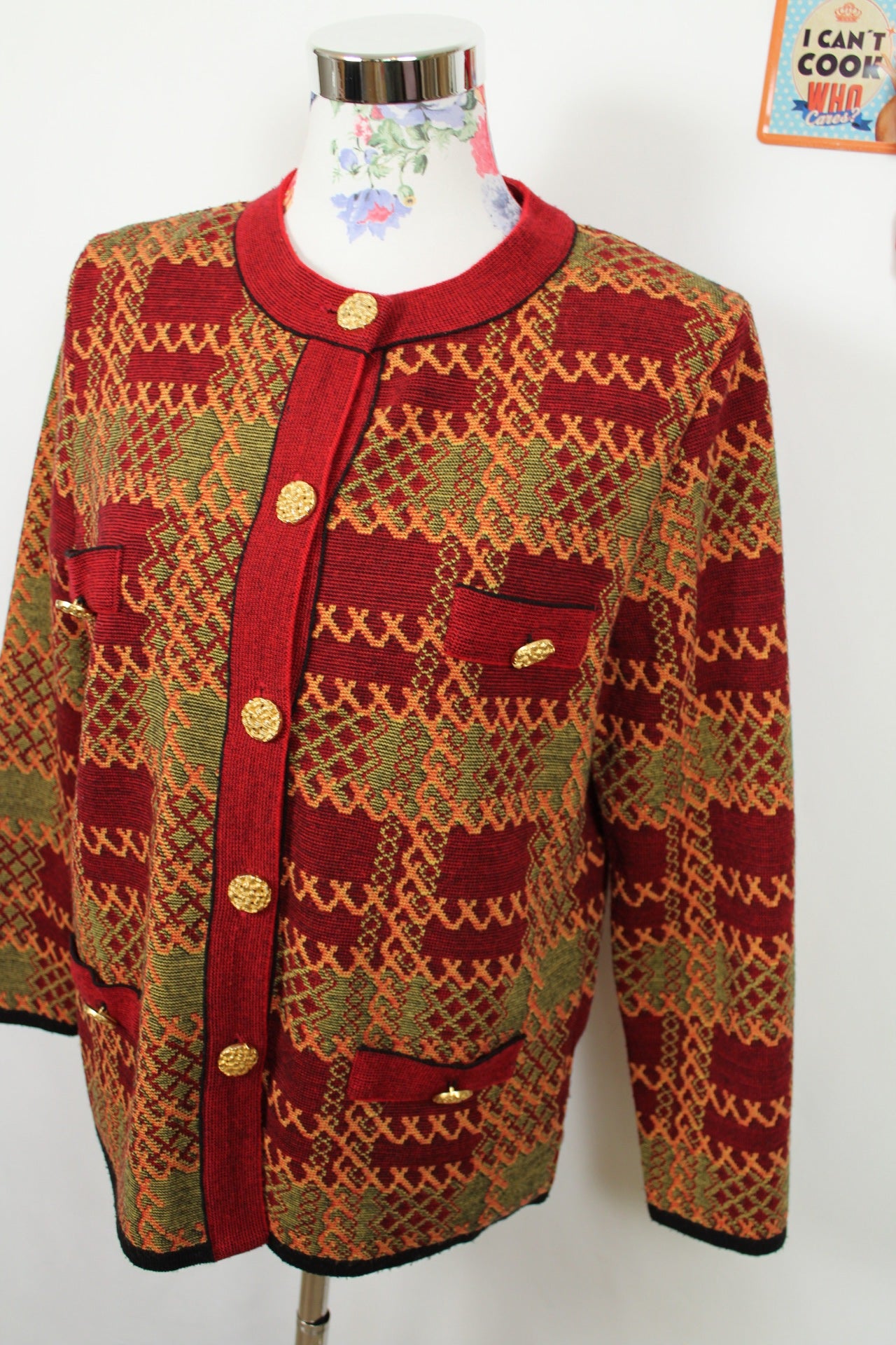 ✨Pull vintage 80's Laine & Maille Paris - boutons dorés✨