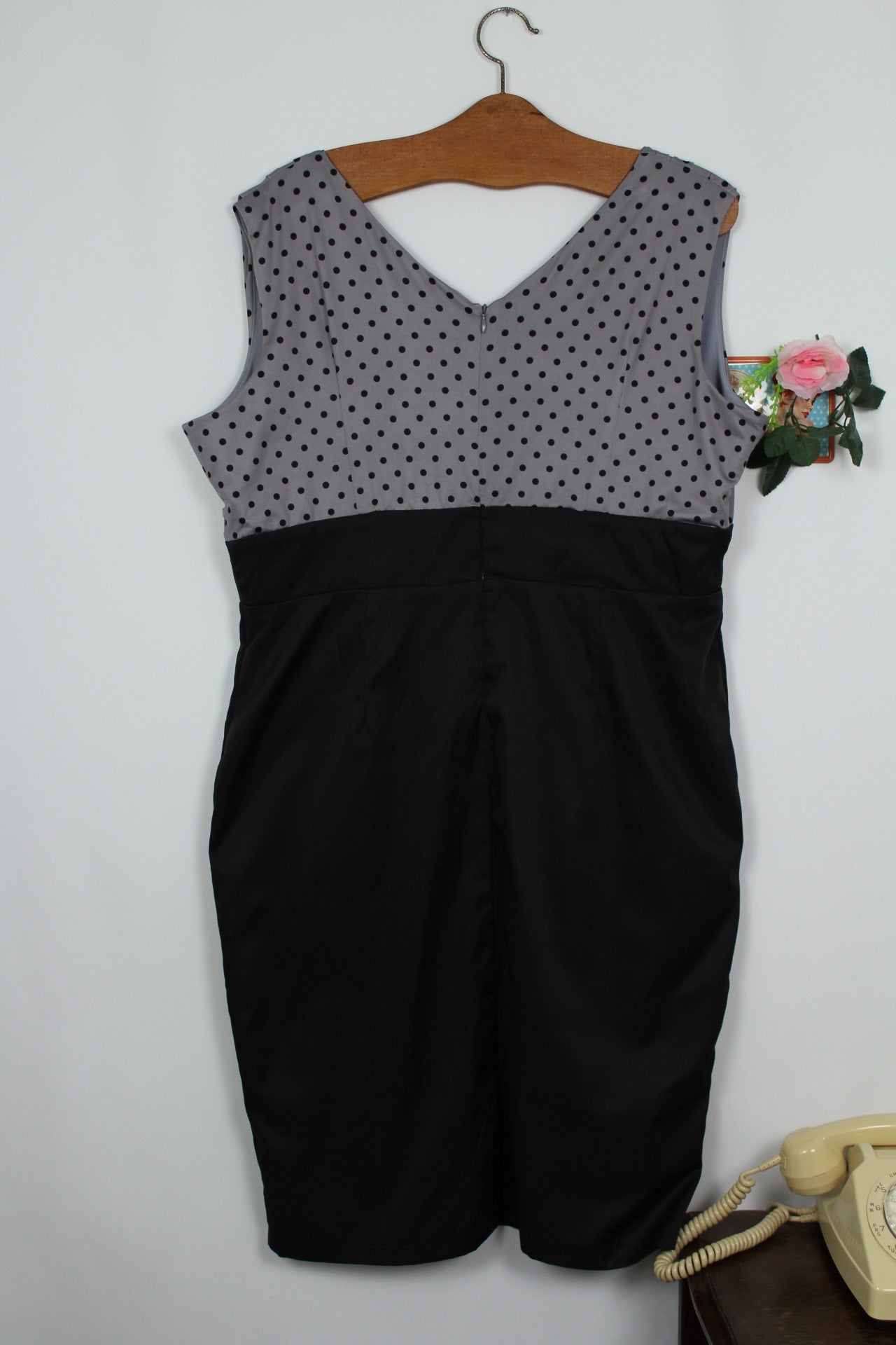 🌸🍒Robe rétro Lindy Bop crayon fendue à pois style pin-up/rockabilly - Taille 46/48🍒🌸