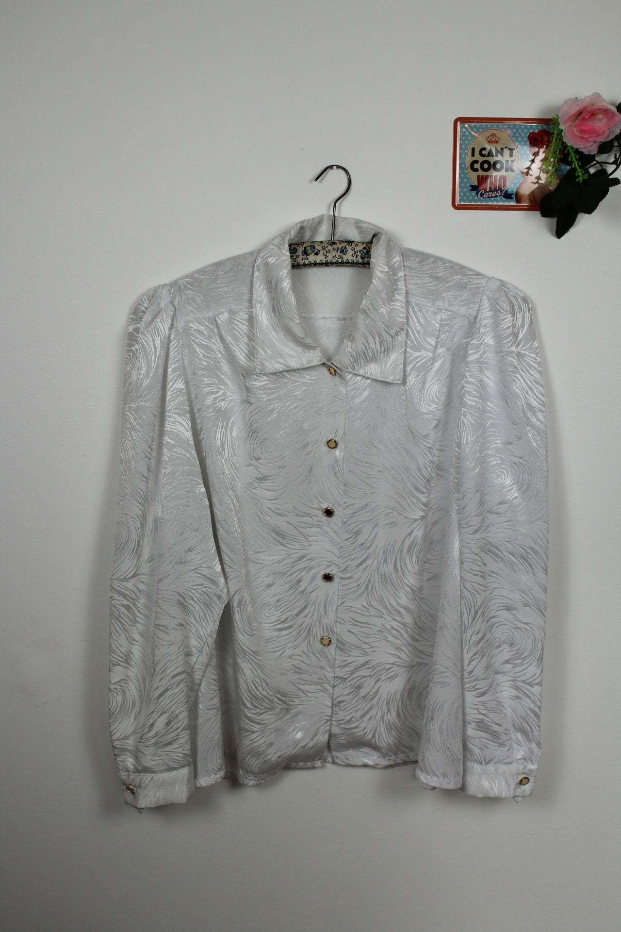 ✨Chemise blanche satinée 80/90s - chic à motifs tourbillons✨