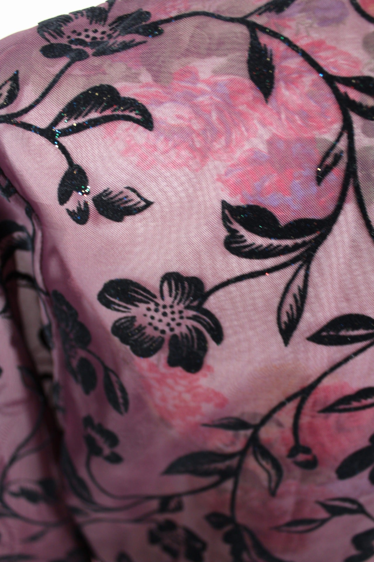 🌸🍒Chemise vintage 90's violette velours & paillettes - élégance mystique -Taille 38🍒🌸