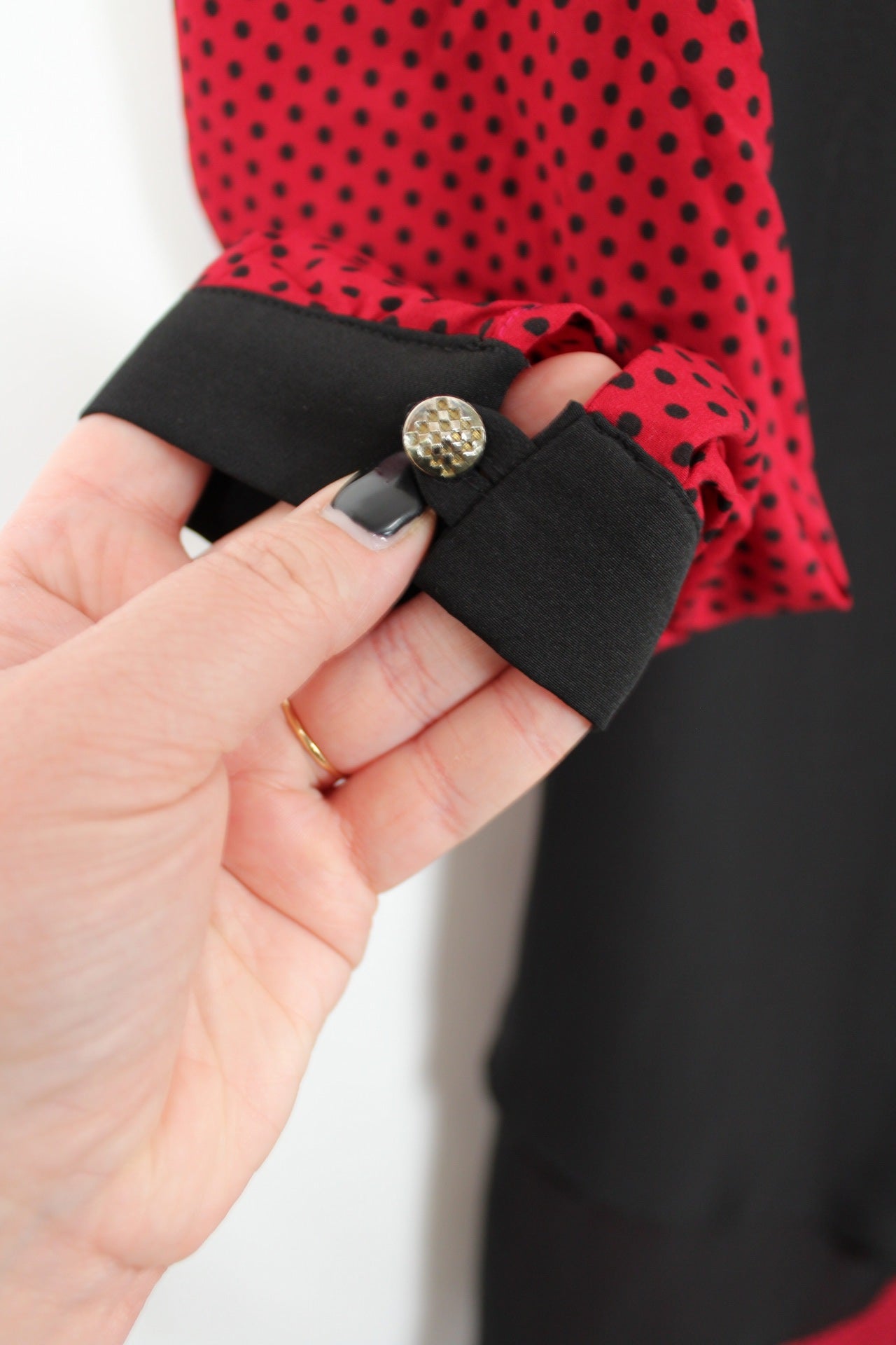 🍒🌸Robe vintage 80's pois rouge & noir - col claudine style pin-up rockabilly - Taille 38/40🌸🍒