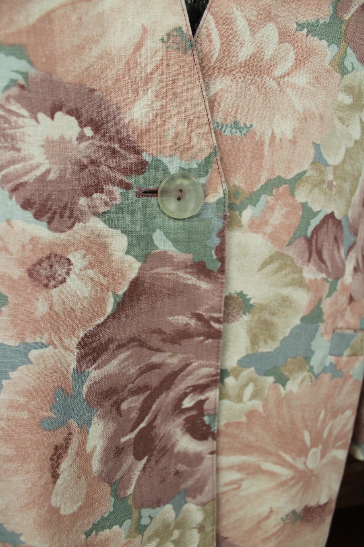 🌸🍒Veste vintage 90's fleurs pastel esprit tapisserie romantique en lin - Taille 44🍒🌸