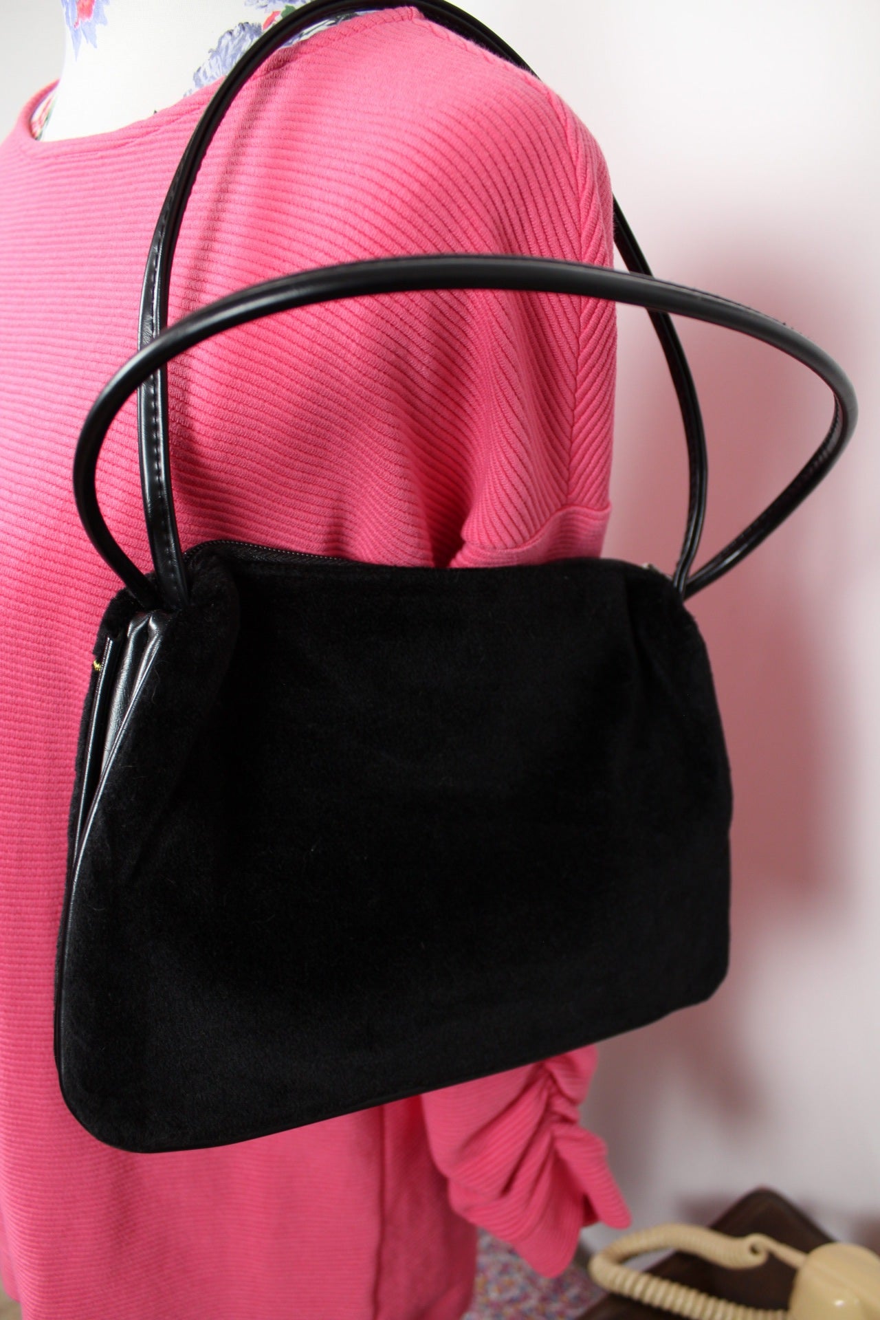 🍒🌸Sac velours brodé chic - Rebecca Molenaar - détails dorés🌸🍒