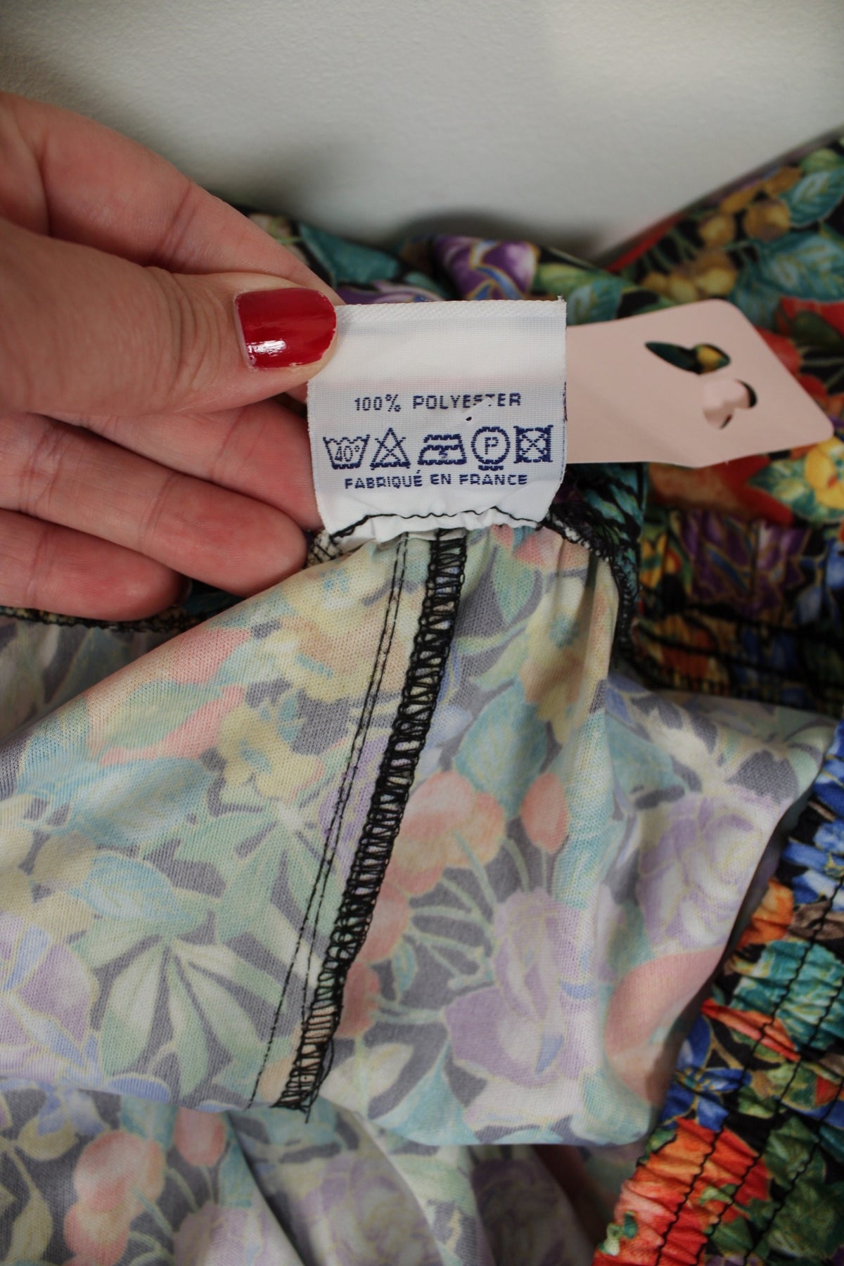 Jupe plissée vintage années 80 fleurs & fruits - Taille 46 à 52