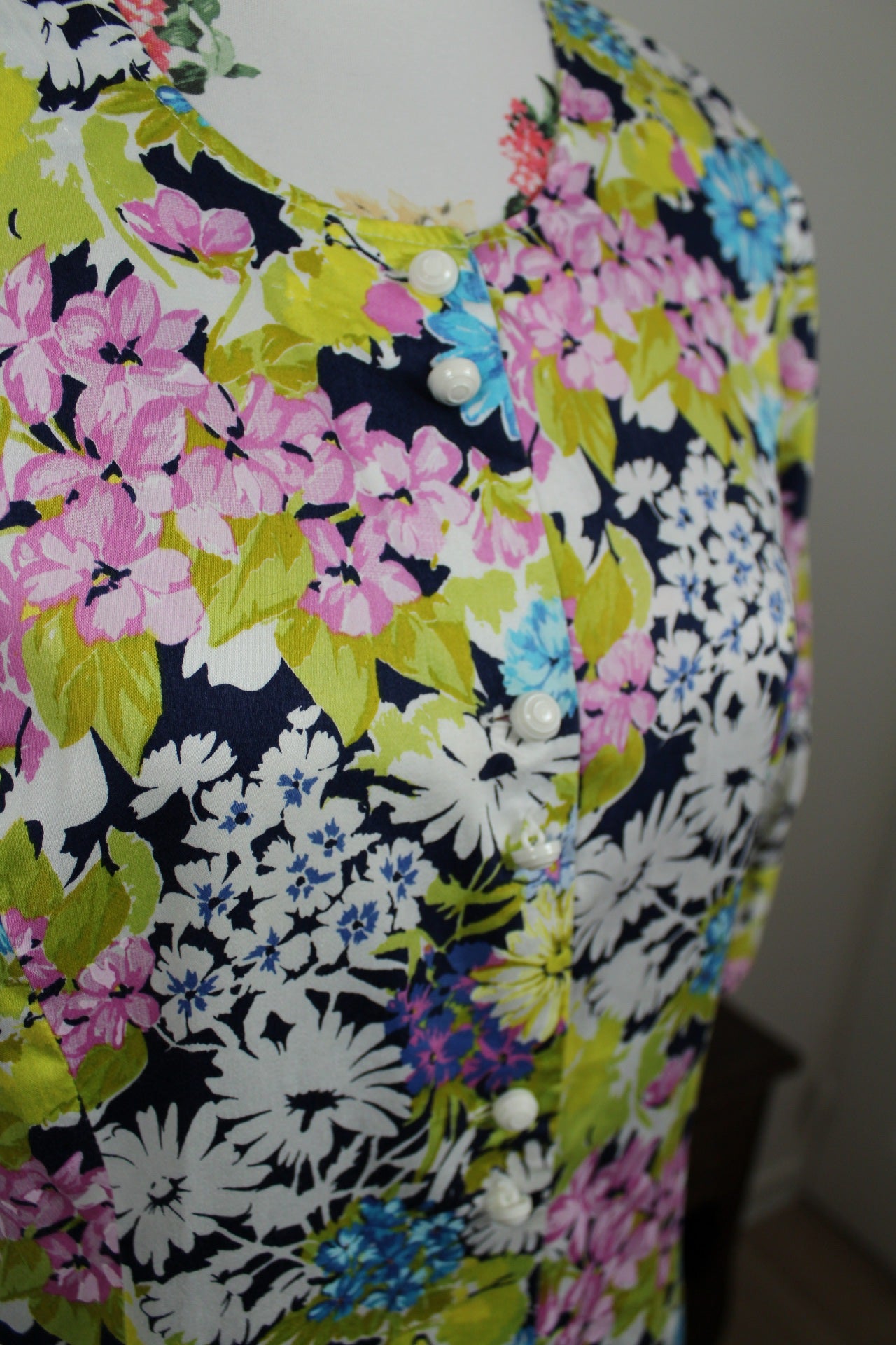 🌸🍒Robe vintage 80's fleurie Gevana - manches bouffantes 100% coton - Taille 38/40🍒🌸