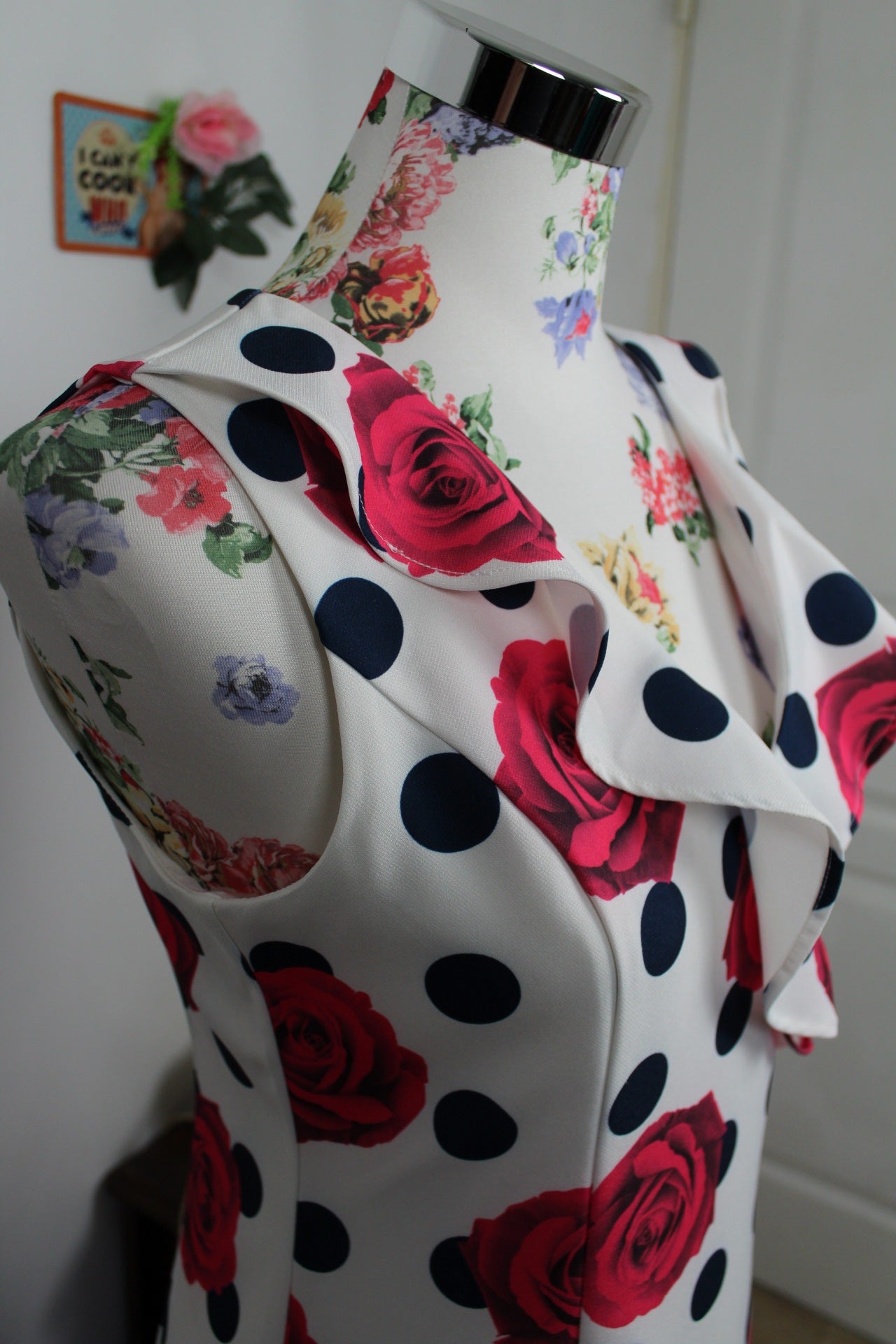 🌸🍒Robe rockabilly/pin-up pois marines & roses fuchsia - Jus d'Orange - Taille 38🍒🌸